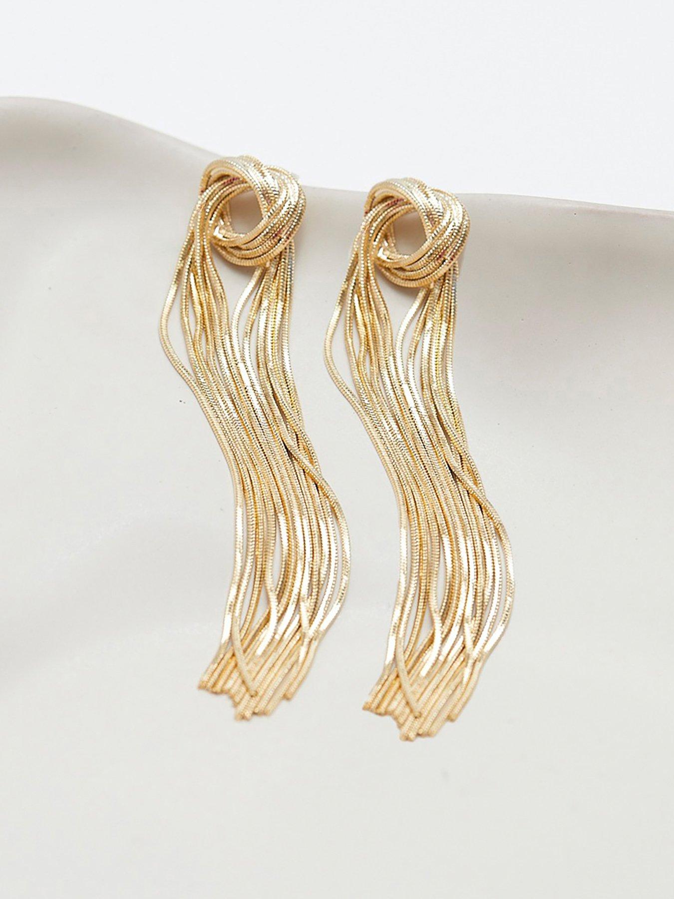  image of jon-richard-gold-plated-knot-chain-earrings