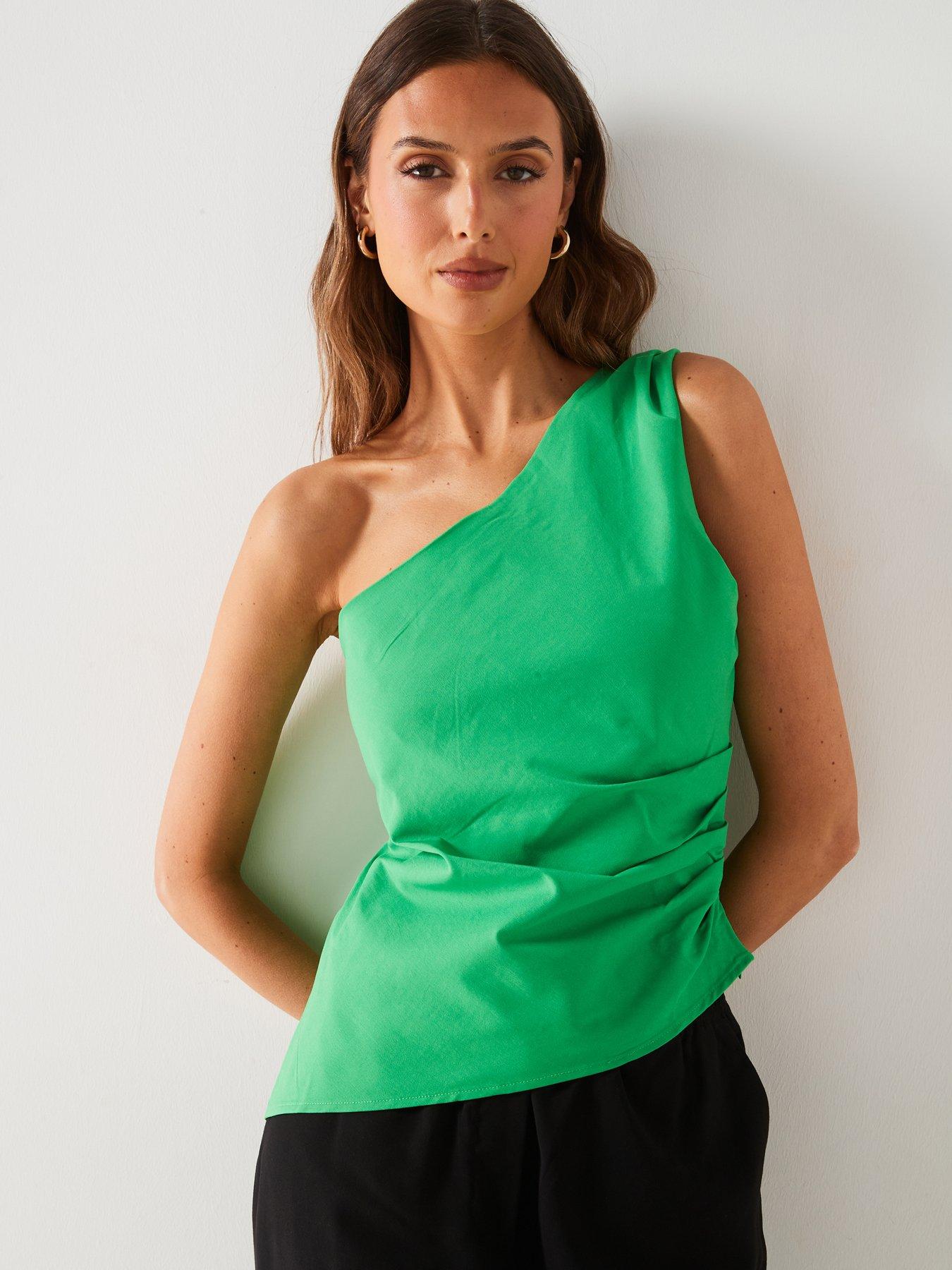 undefined One Shoulder Top - Green