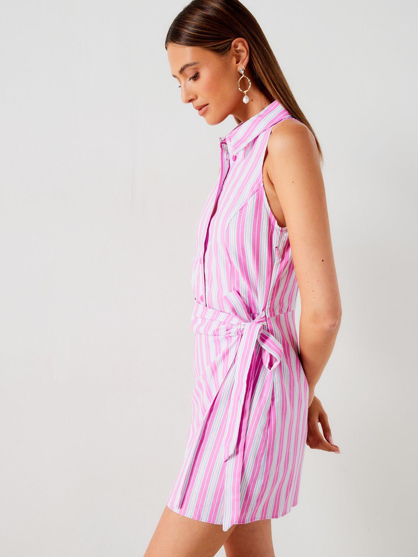 Image 4 of 6 of Mango Pink Wrap Shirt Dress