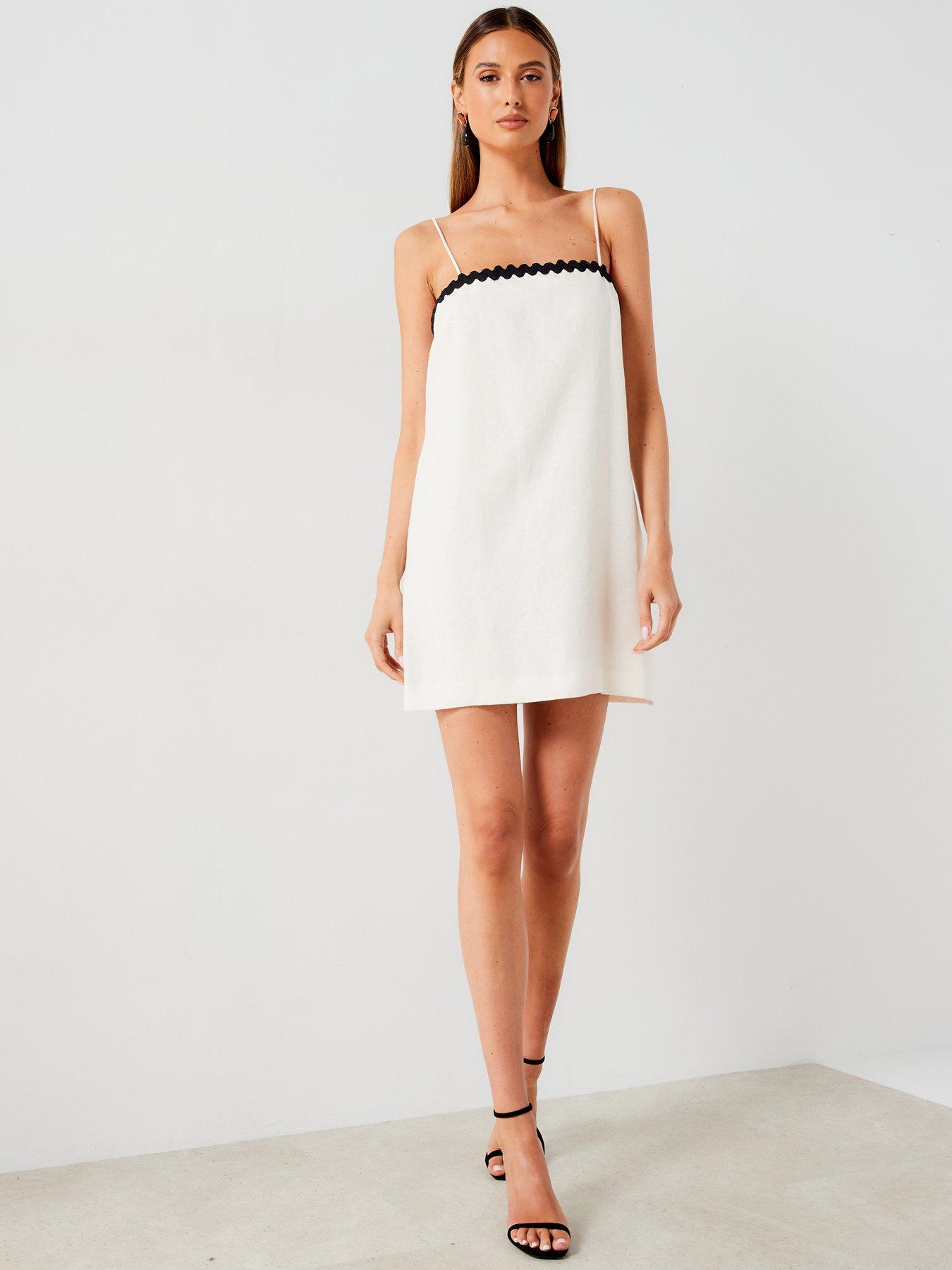 Mango Linen Dress With Contrasting Details | Littlewoods