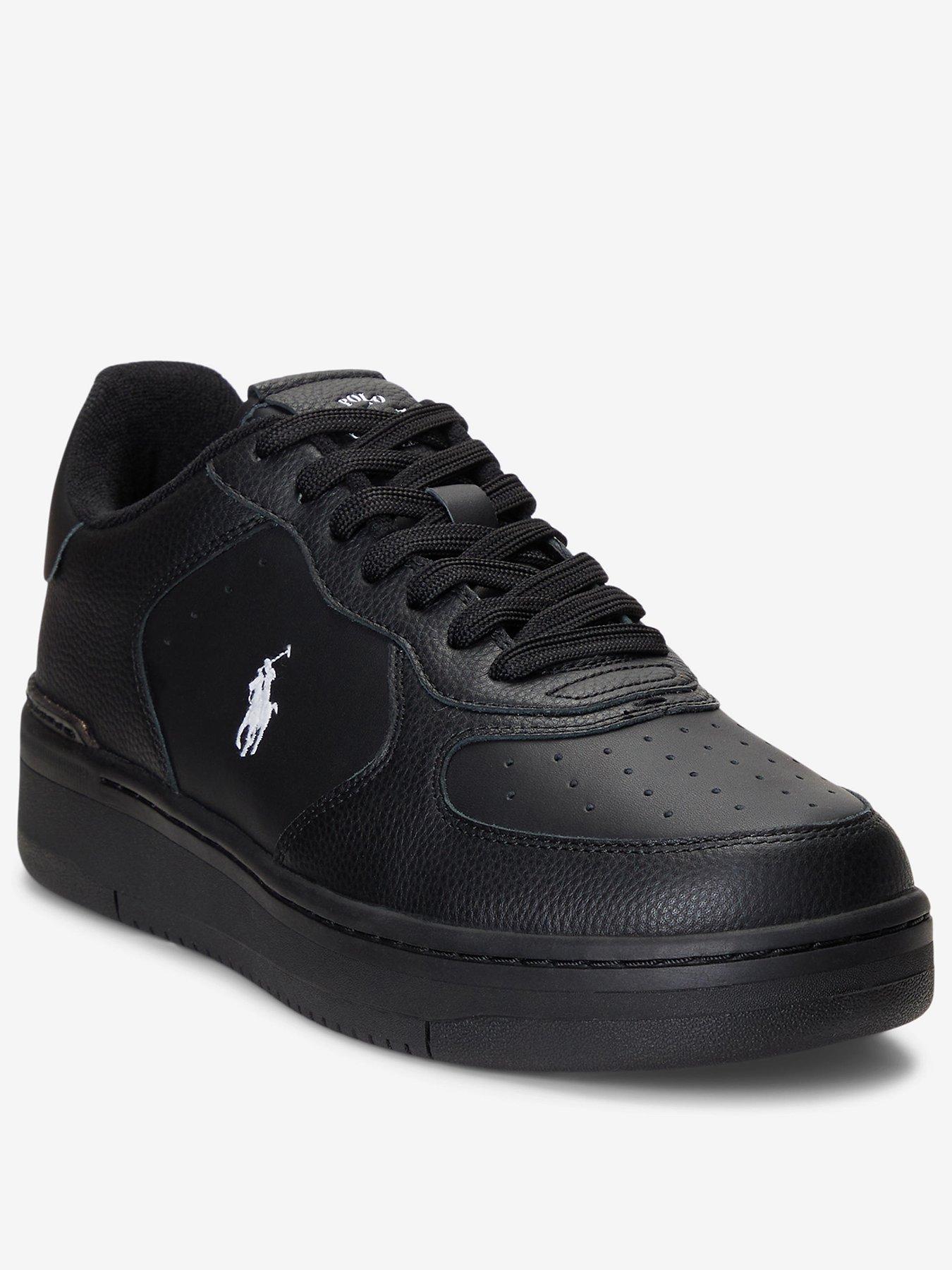 Polo Ralph Lauren Masters Court Leather Trainers Black Black littlewoods