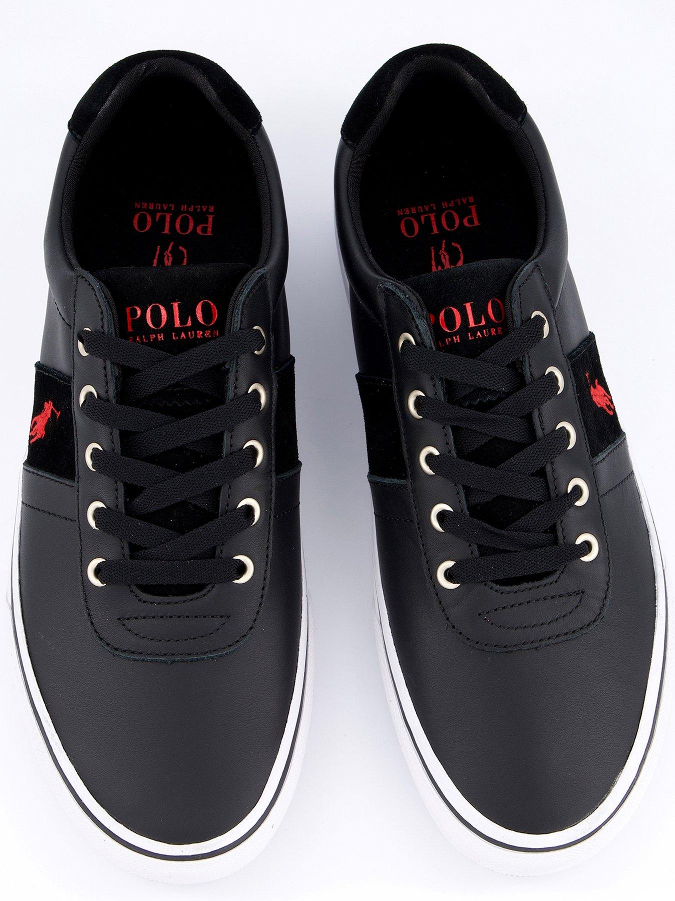 Polo ralph lauren hanford leather trainers in black online