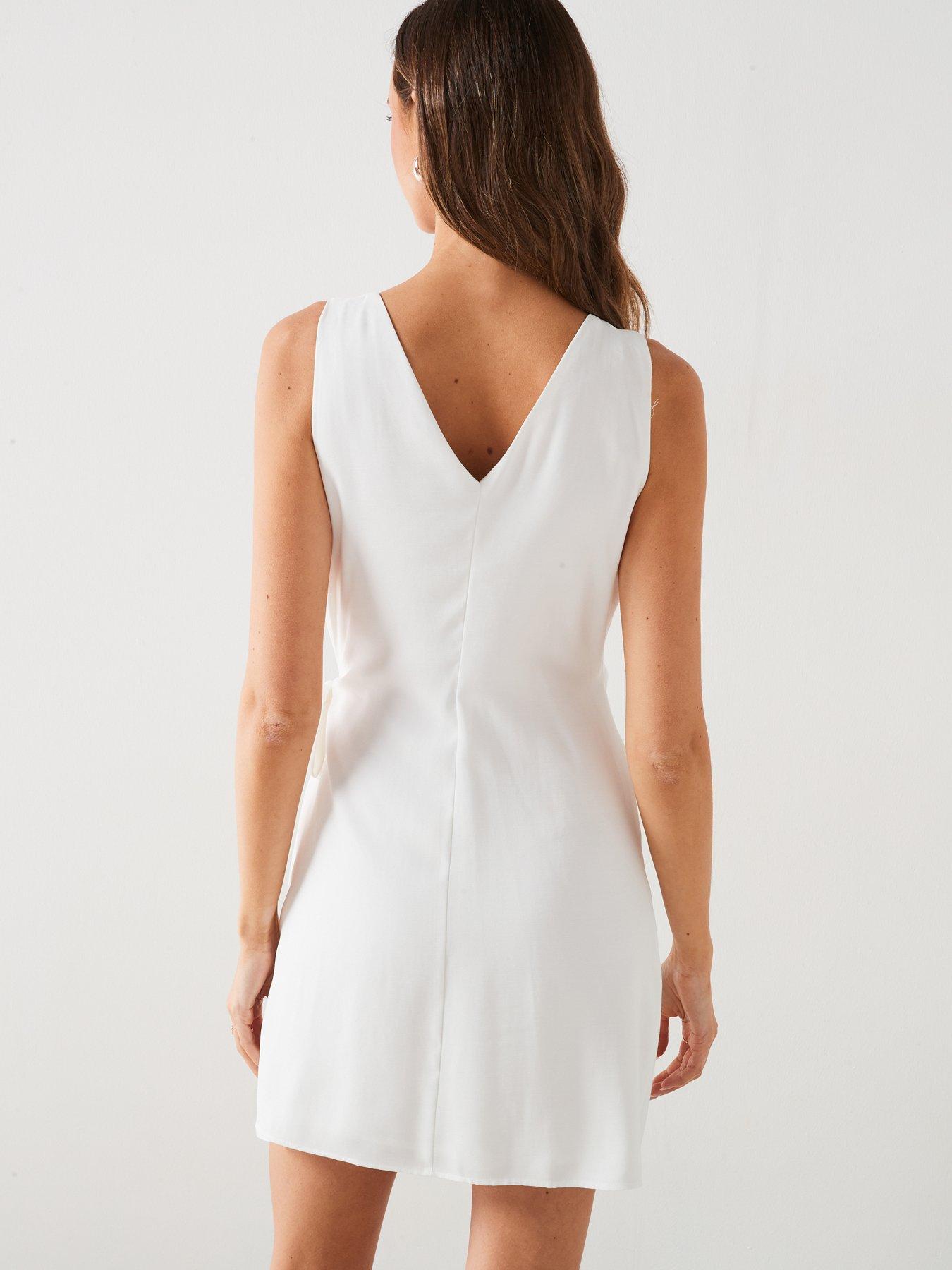 Image 2 of 6 of Mango White Sleeveless Wrap Detail Mini Dress