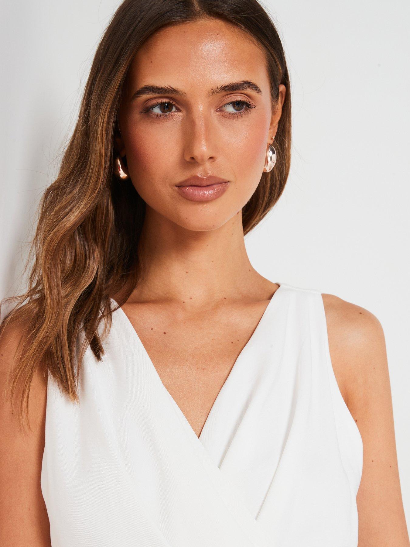Image 5 of 6 of Mango White Sleeveless Wrap Detail Mini Dress