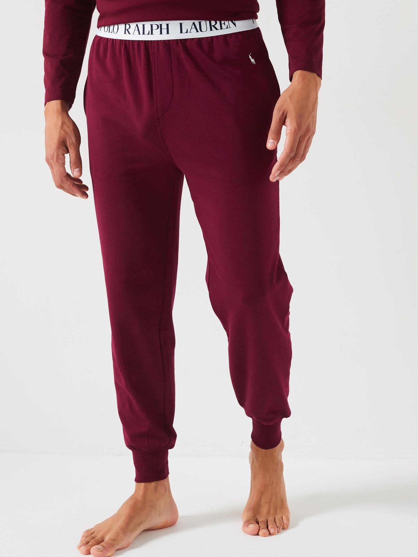 Waistband Logo Cuffed Loungewear Pants Dark Red