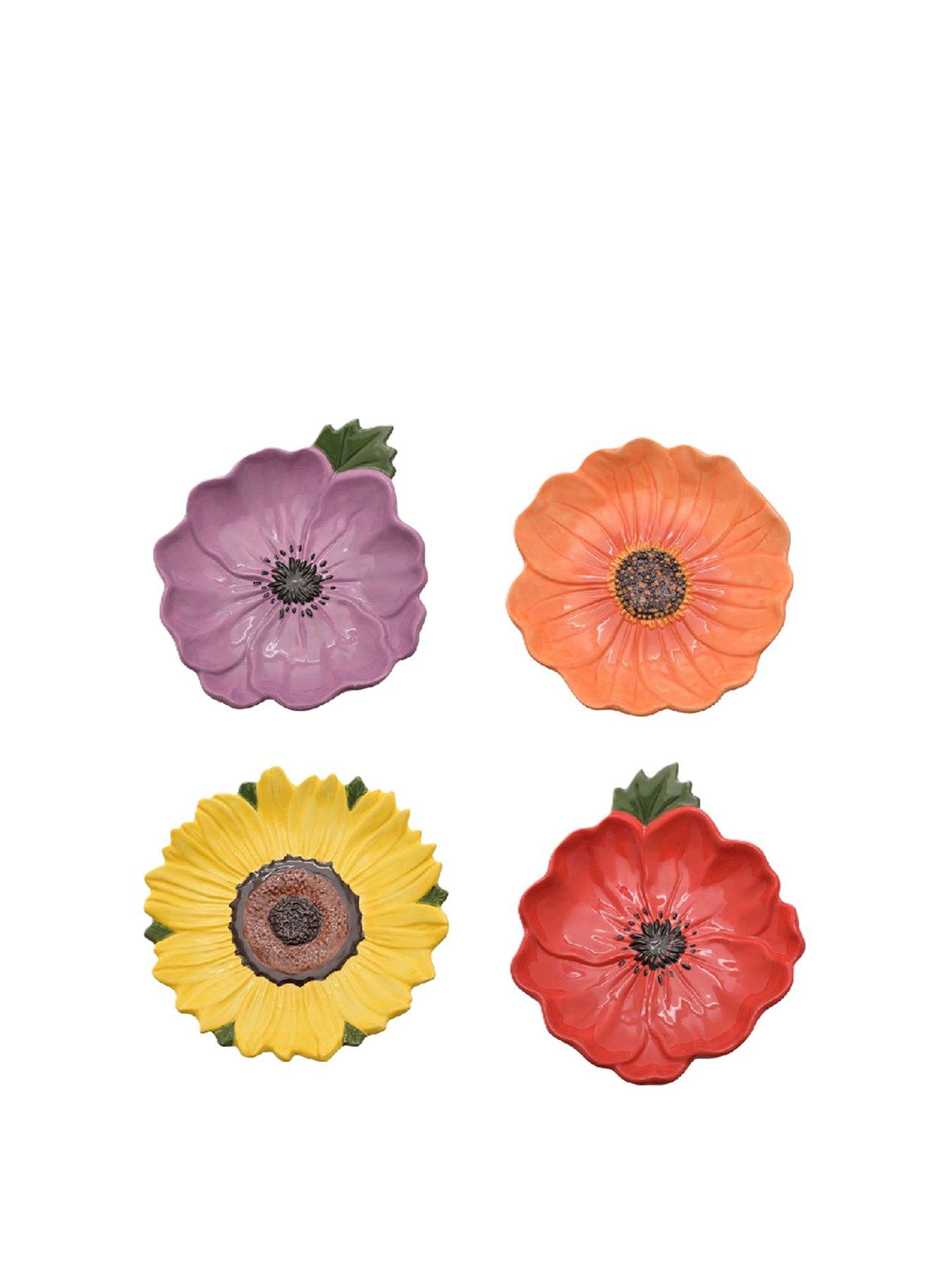 Image 2 of 6 of Hestia Set of 4 Bright Flower Plates