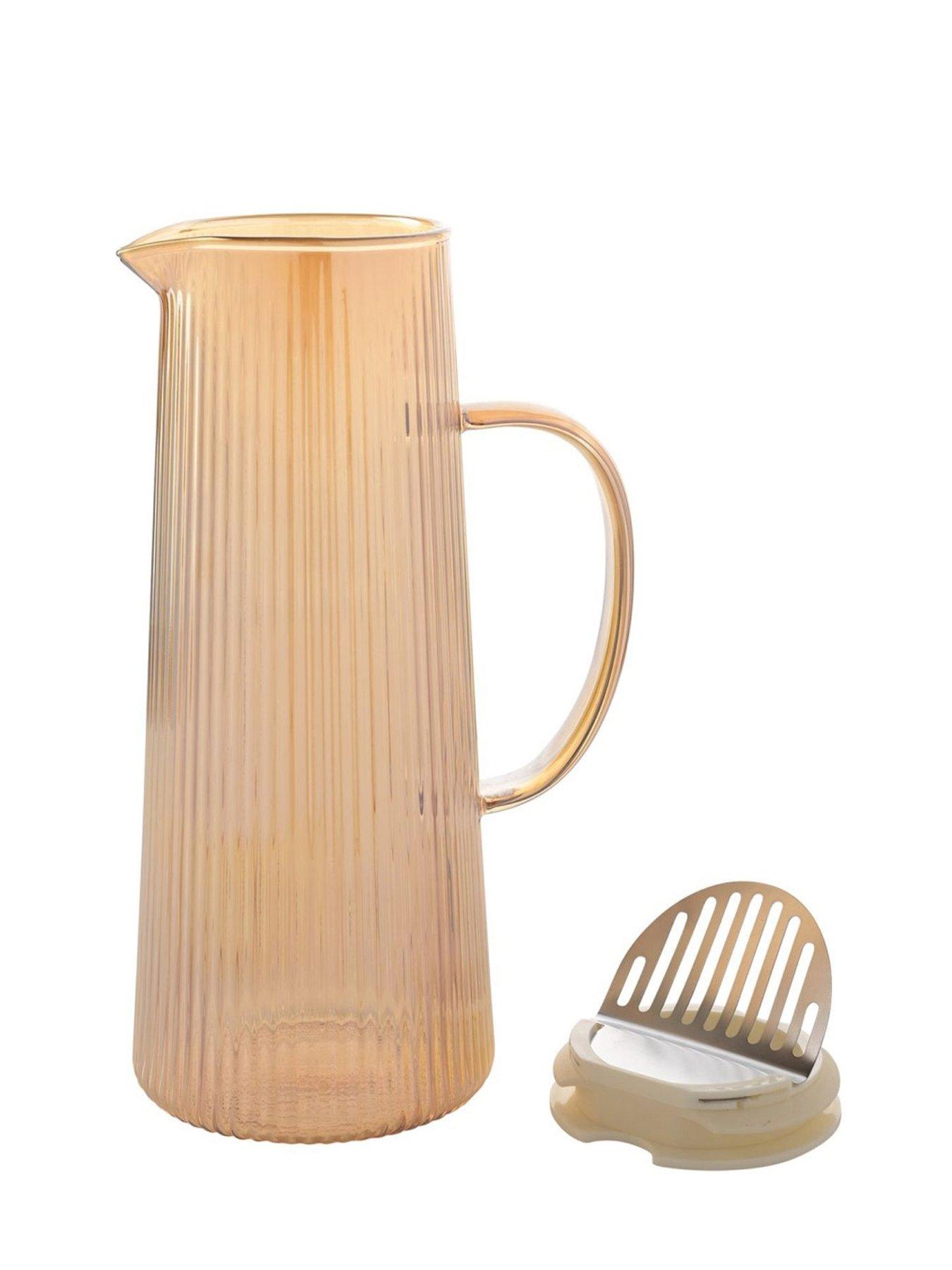  image of hestia-ribbed-glass-jug-champagne