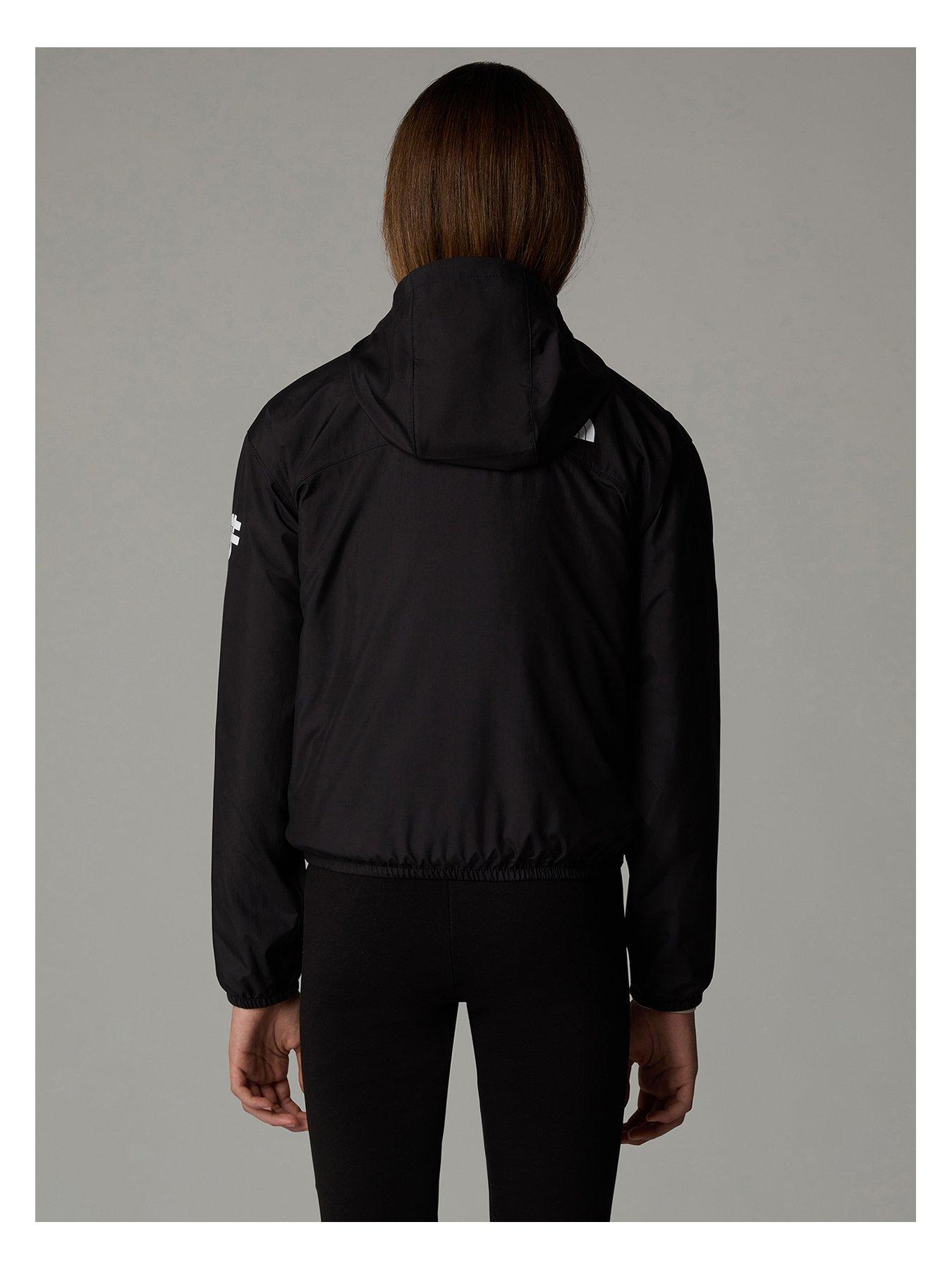  image of the-north-face-junior-girls-never-stop-hooded-windwall-jacket-black