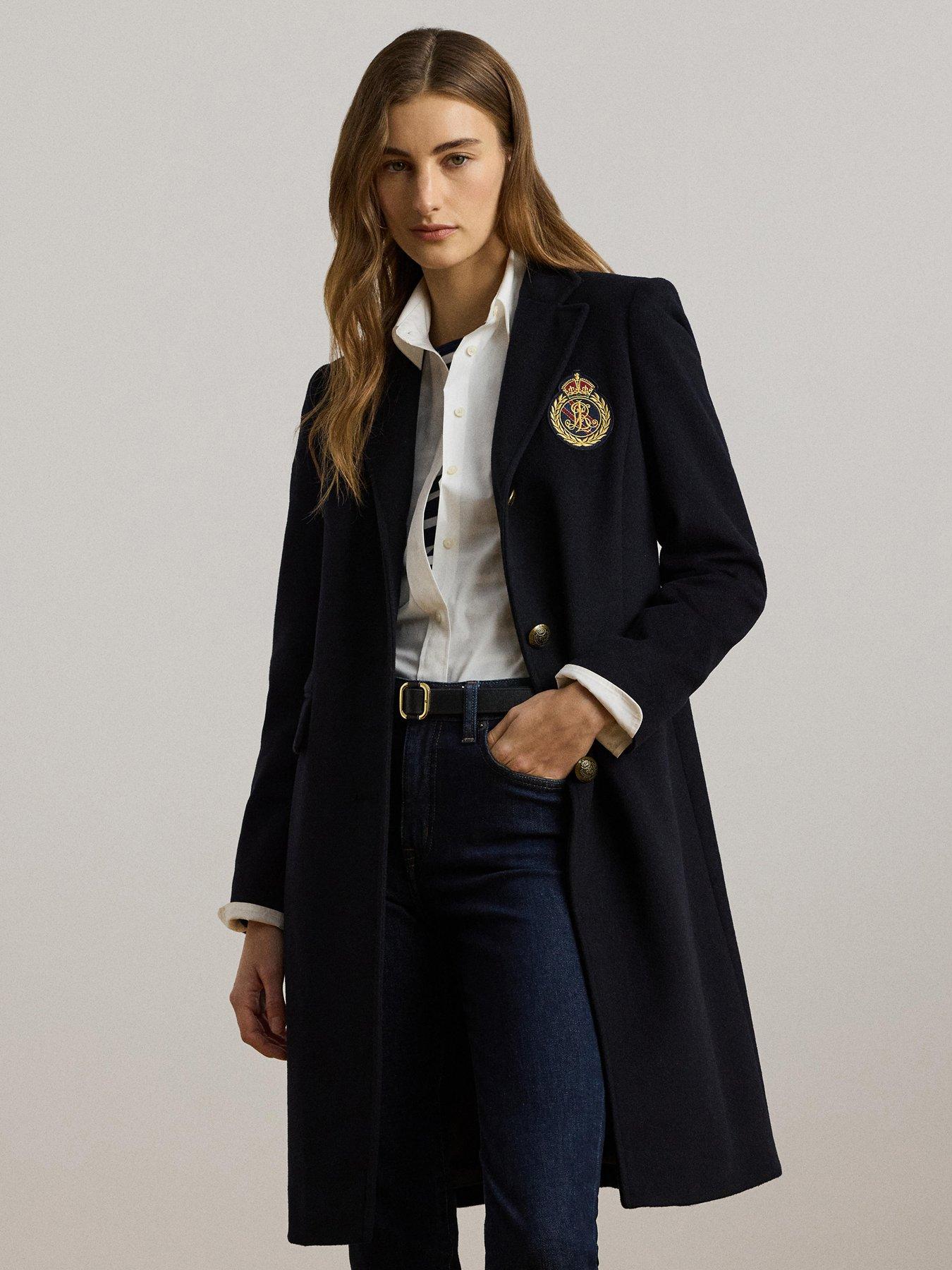 undefined Crested Wool Line Coat - Navy