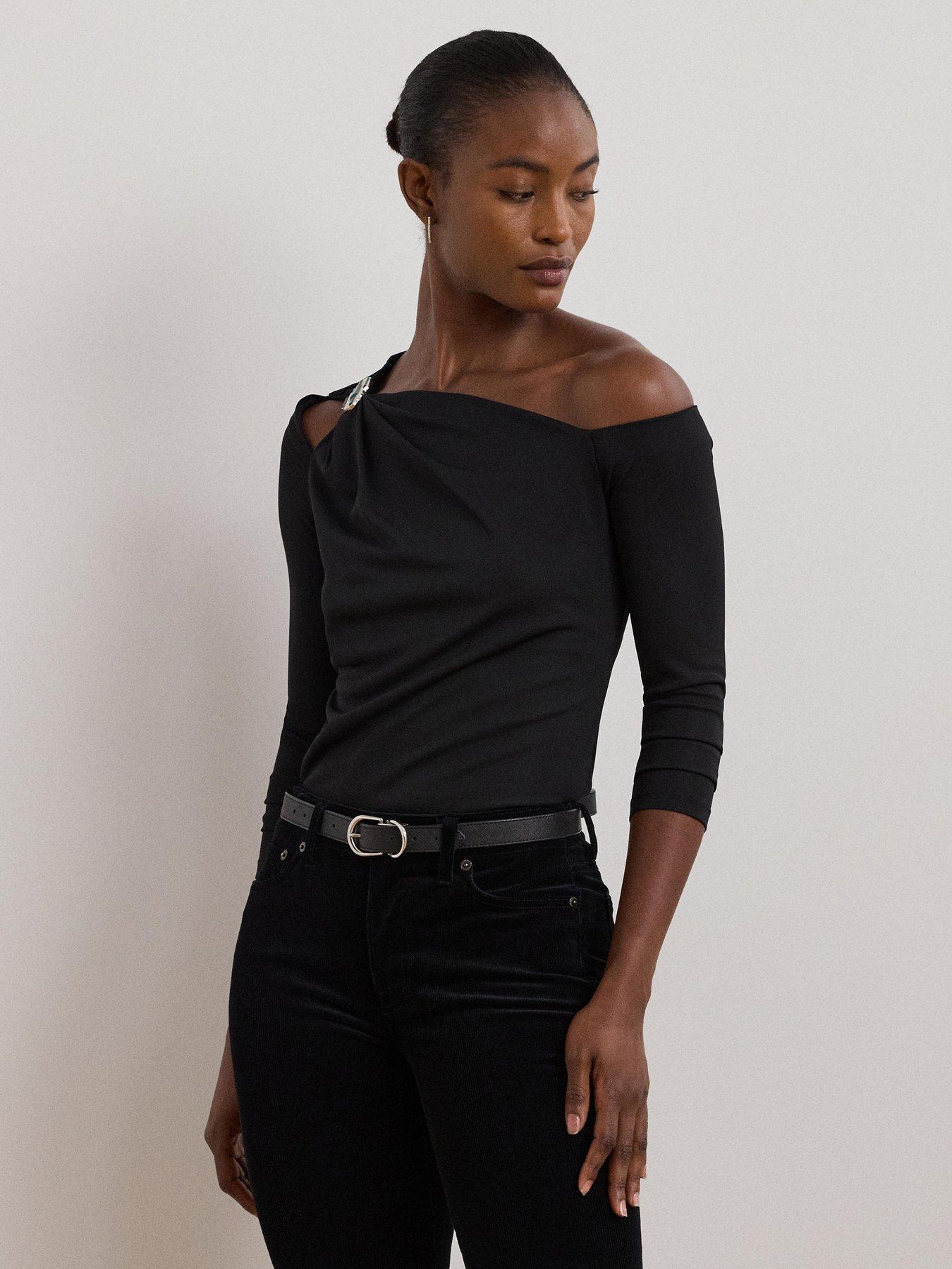  image of lauren-by-ralph-lauren-elynn-long-sleeve-top-black
