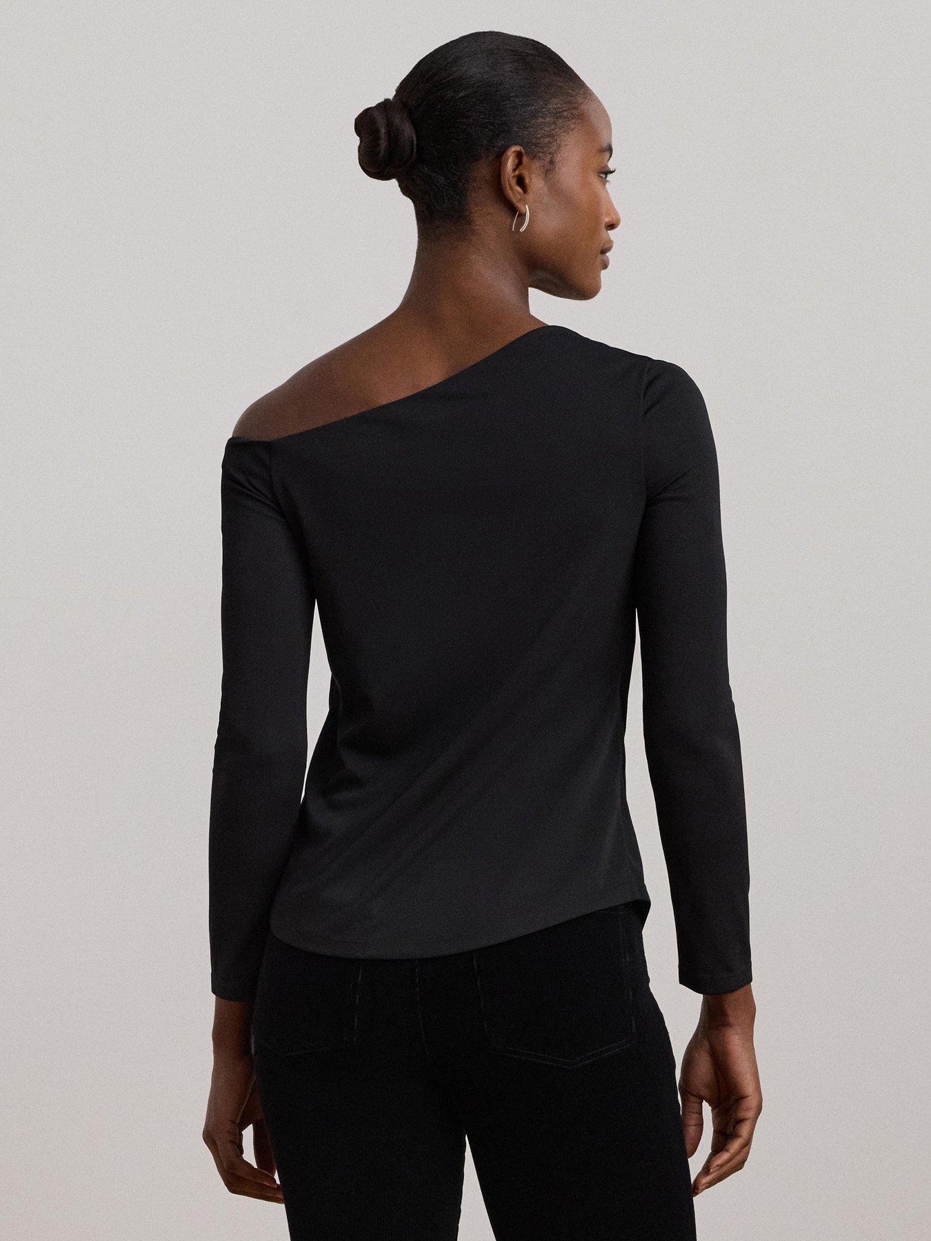  image of lauren-by-ralph-lauren-elynn-long-sleeve-top-black