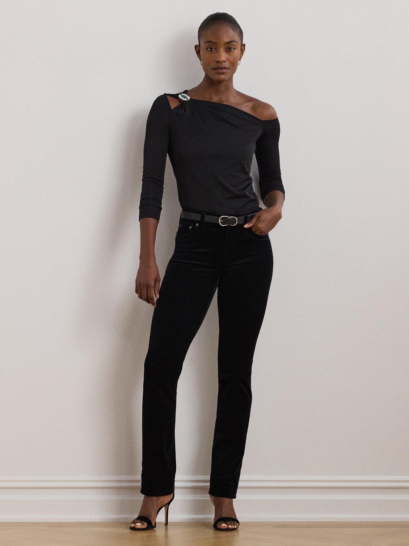  image of lauren-by-ralph-lauren-elynn-long-sleeve-top-black