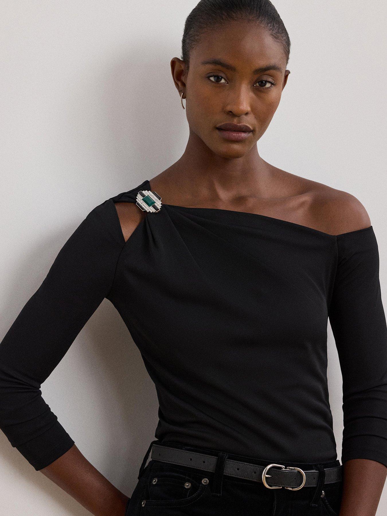  image of lauren-by-ralph-lauren-elynn-long-sleeve-top-black