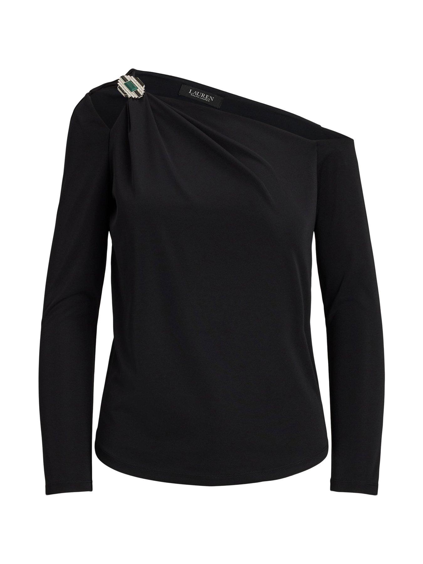  image of lauren-by-ralph-lauren-elynn-long-sleeve-top-black