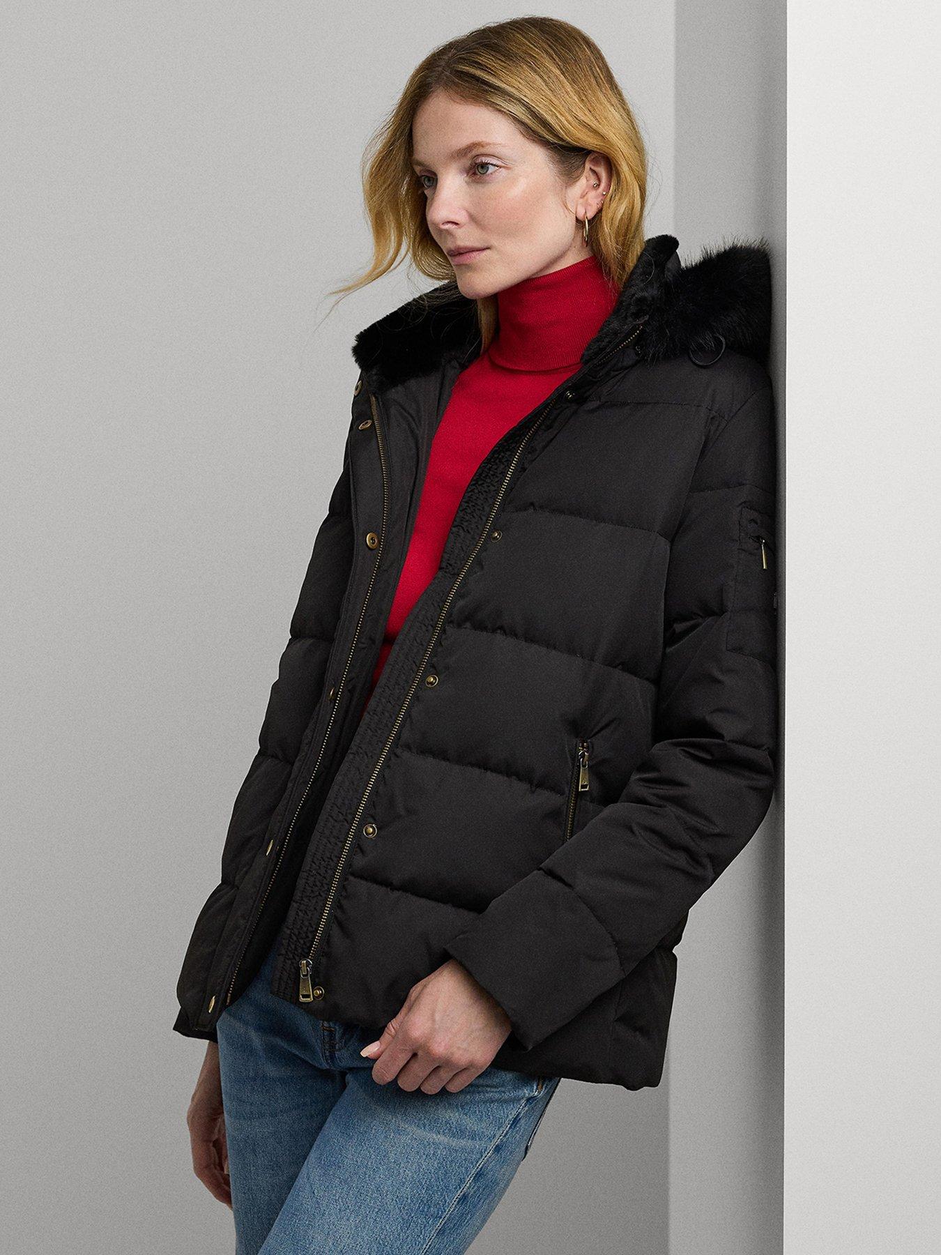 undefined Faux Fur Trim Puffer Jacket - Black