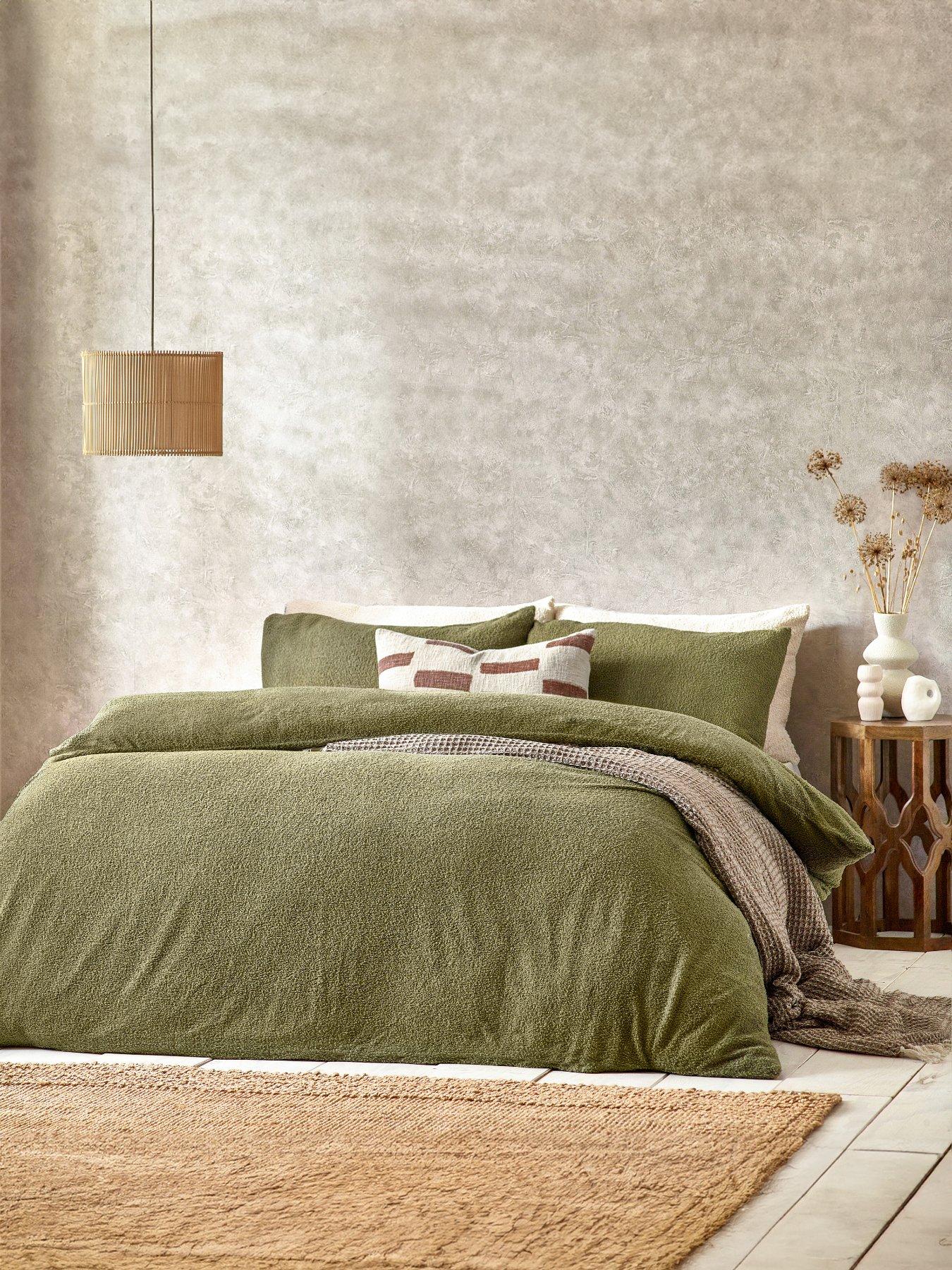 undefined Boucle Duvet Cover Set - Olive