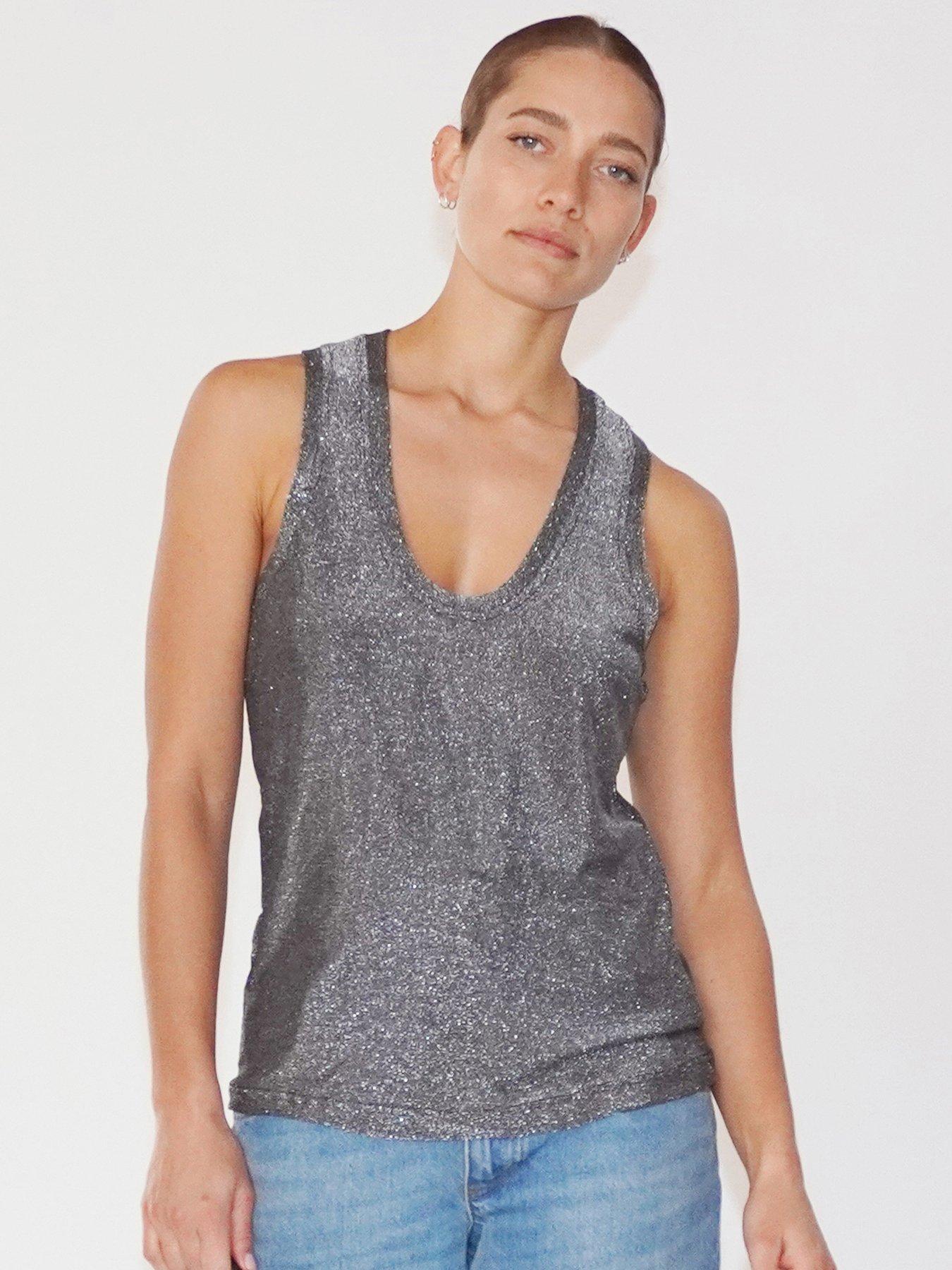 undefined Metallic Tanzanite Vest Top - Grey