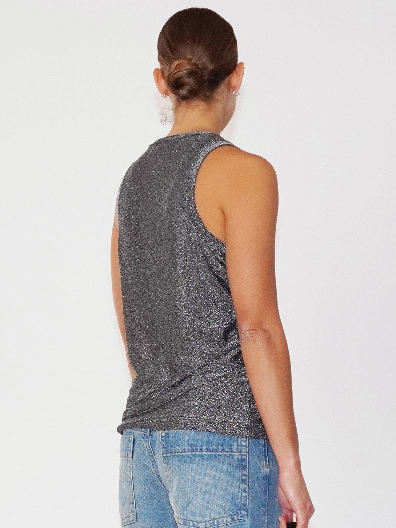  image of religion-metallic-tanzanite-vest-top-grey