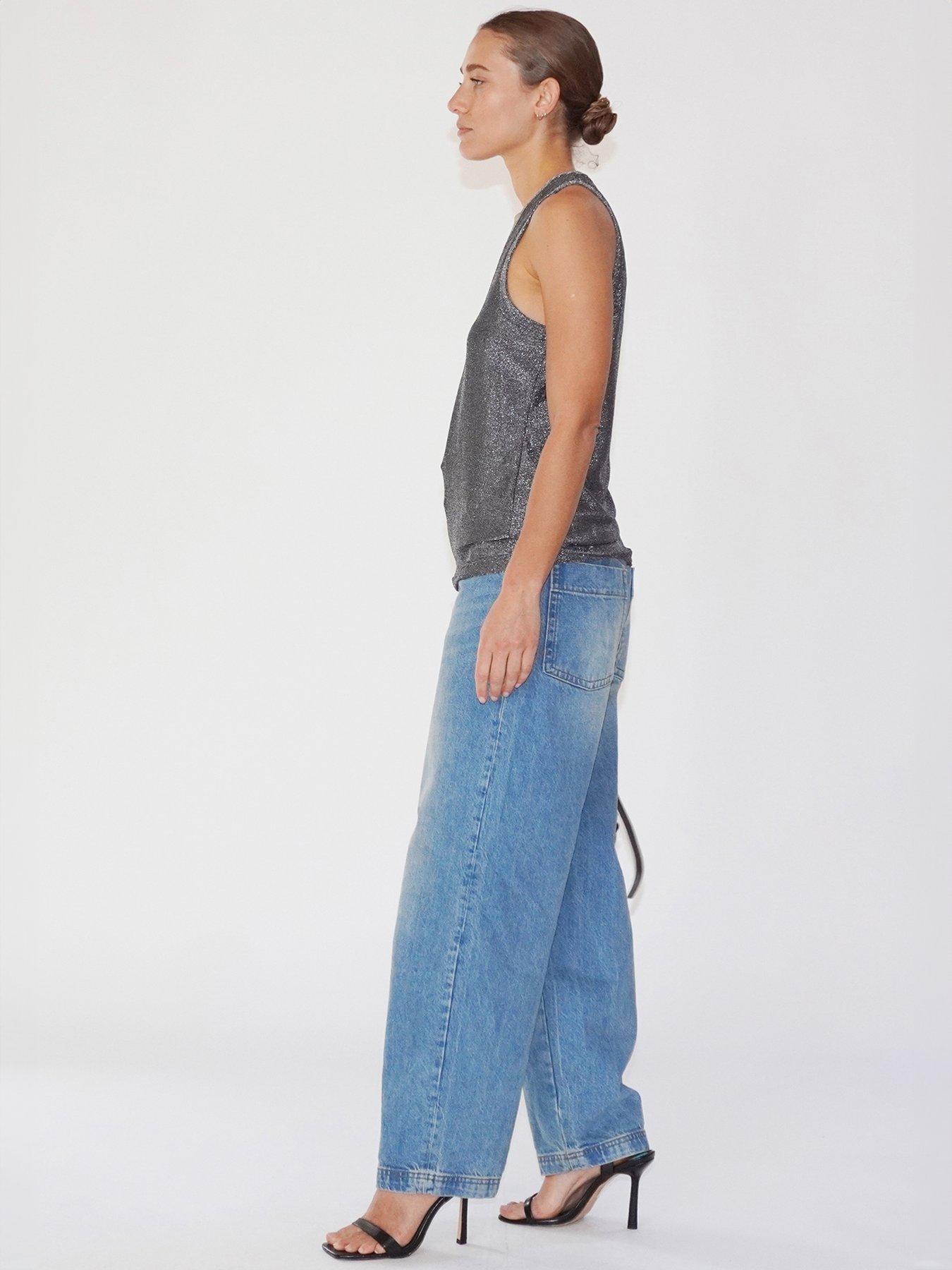 image of religion-metallic-tanzanite-vest-top-grey