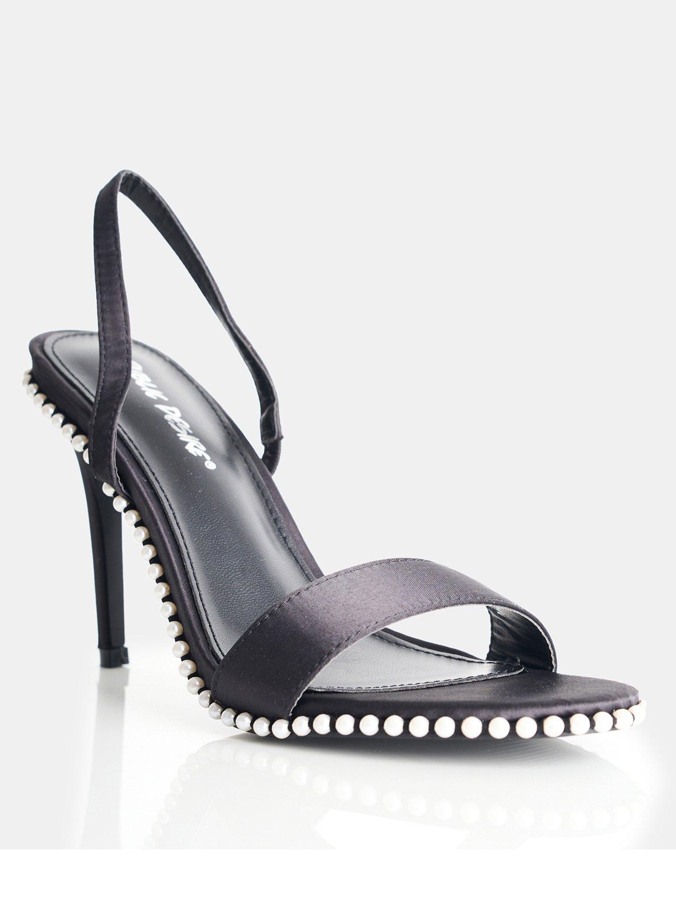  image of public-desire-arianna-pearl-detail-heeled-sandals-black