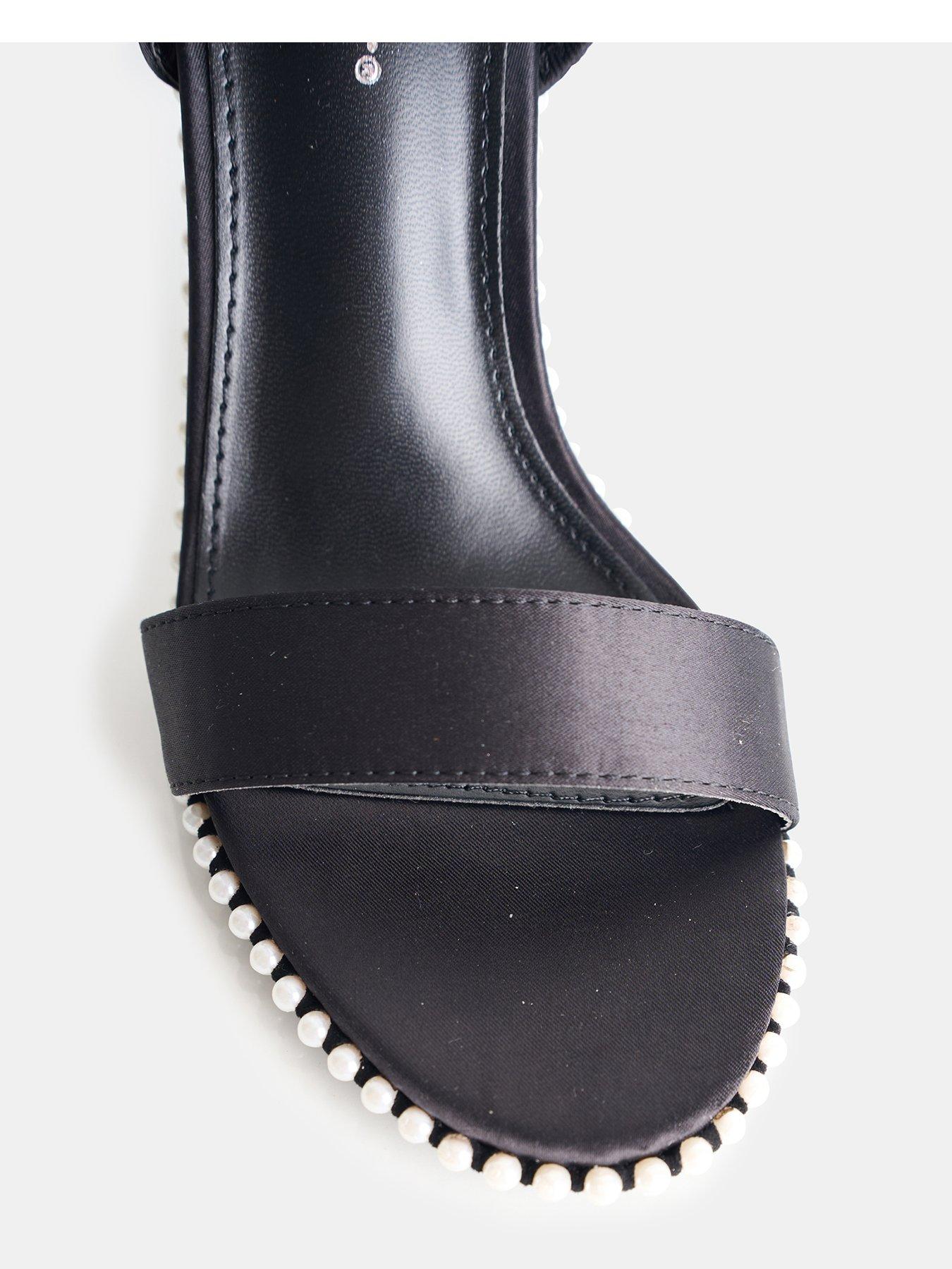  image of public-desire-arianna-pearl-detail-heeled-sandals-black