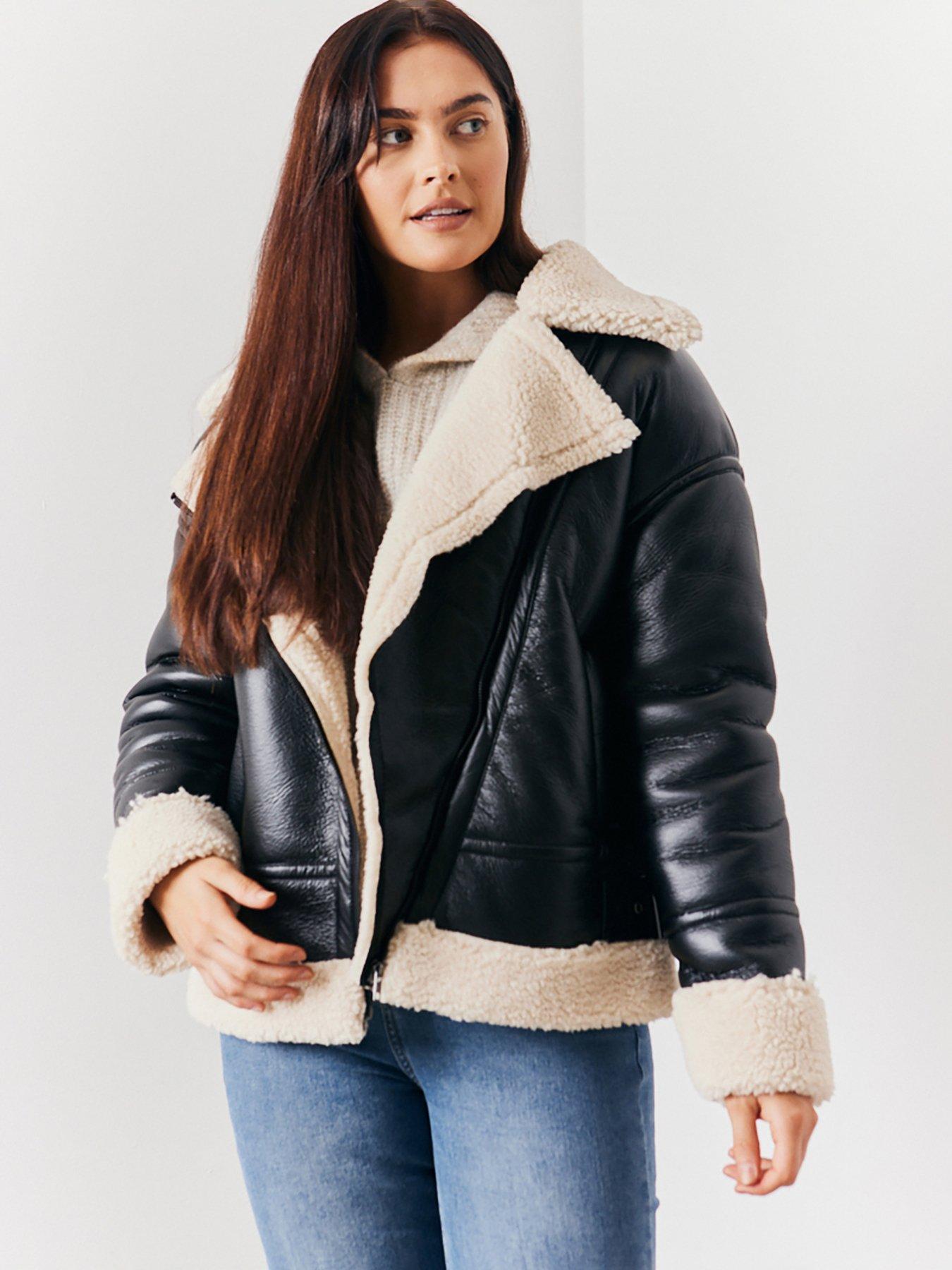 undefined Jac Jossa Borg Trim Aviator Jacket - Black