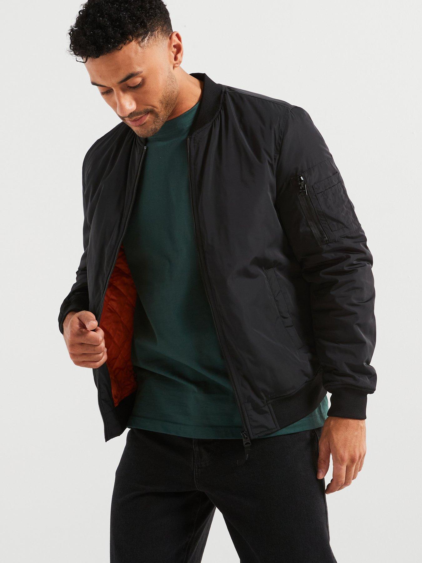 front image of only-sons-bomber-jacket-black
