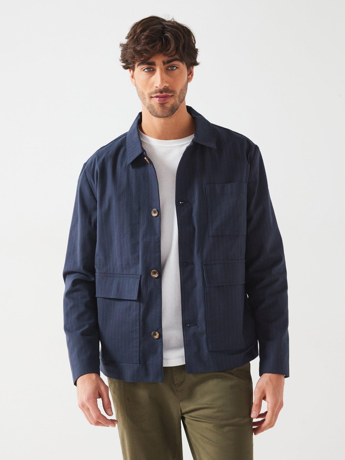  image of only-sons-only-amp-sons-pinstripe-chore-jacket-navy