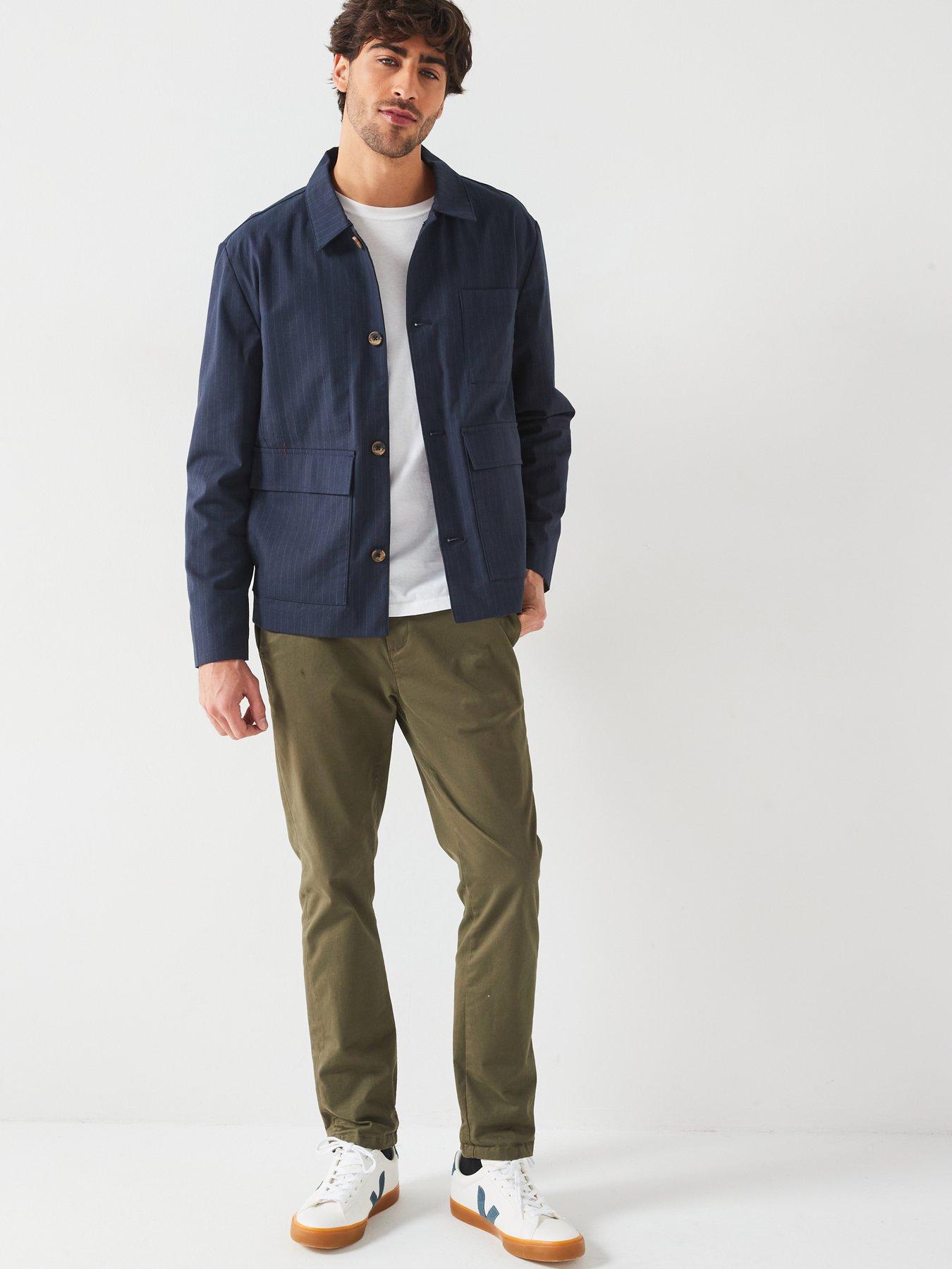  image of only-sons-only-amp-sons-pinstripe-chore-jacket-navy