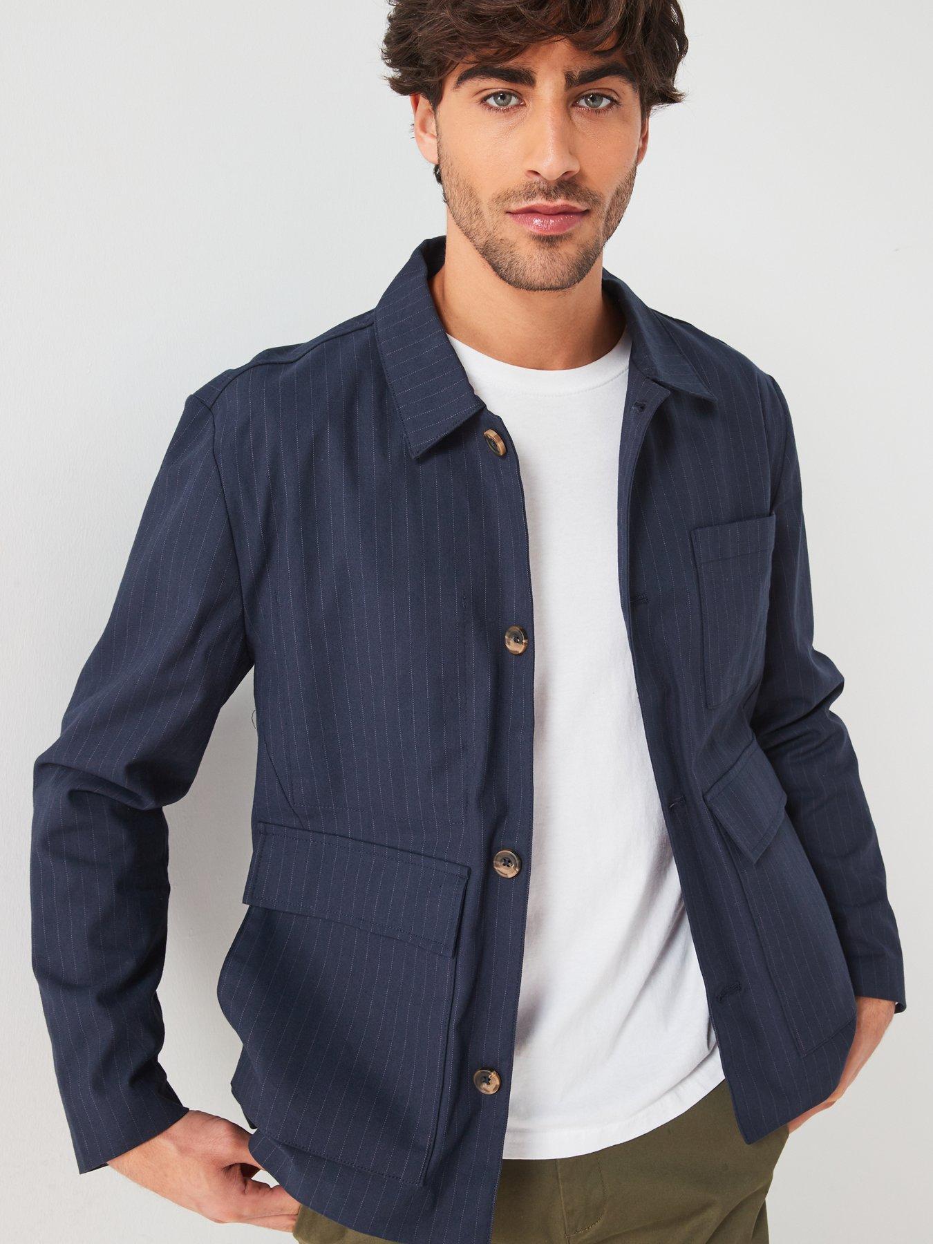  image of only-sons-only-amp-sons-pinstripe-chore-jacket-navy
