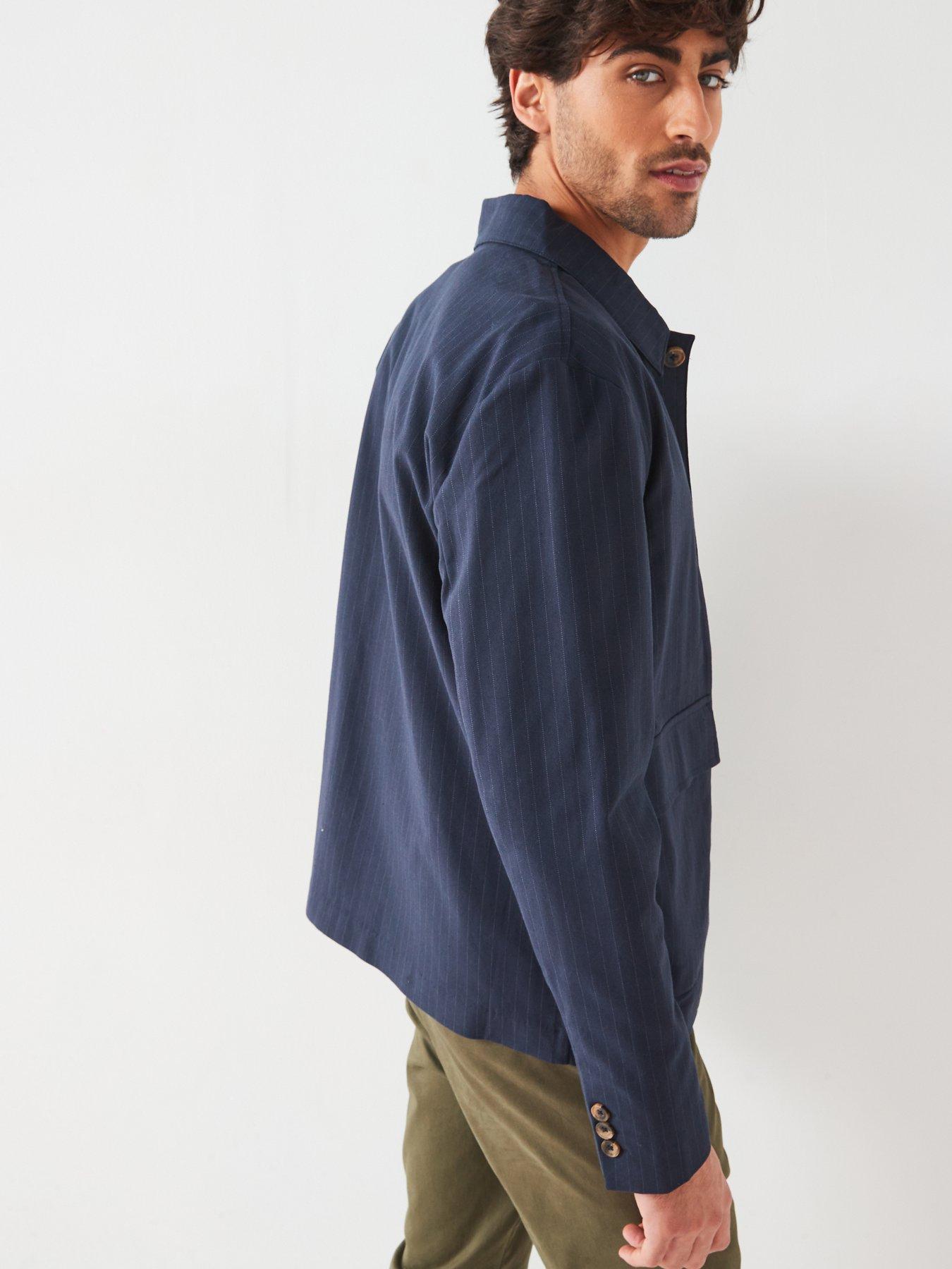 image of only-sons-only-amp-sons-pinstripe-chore-jacket-navy