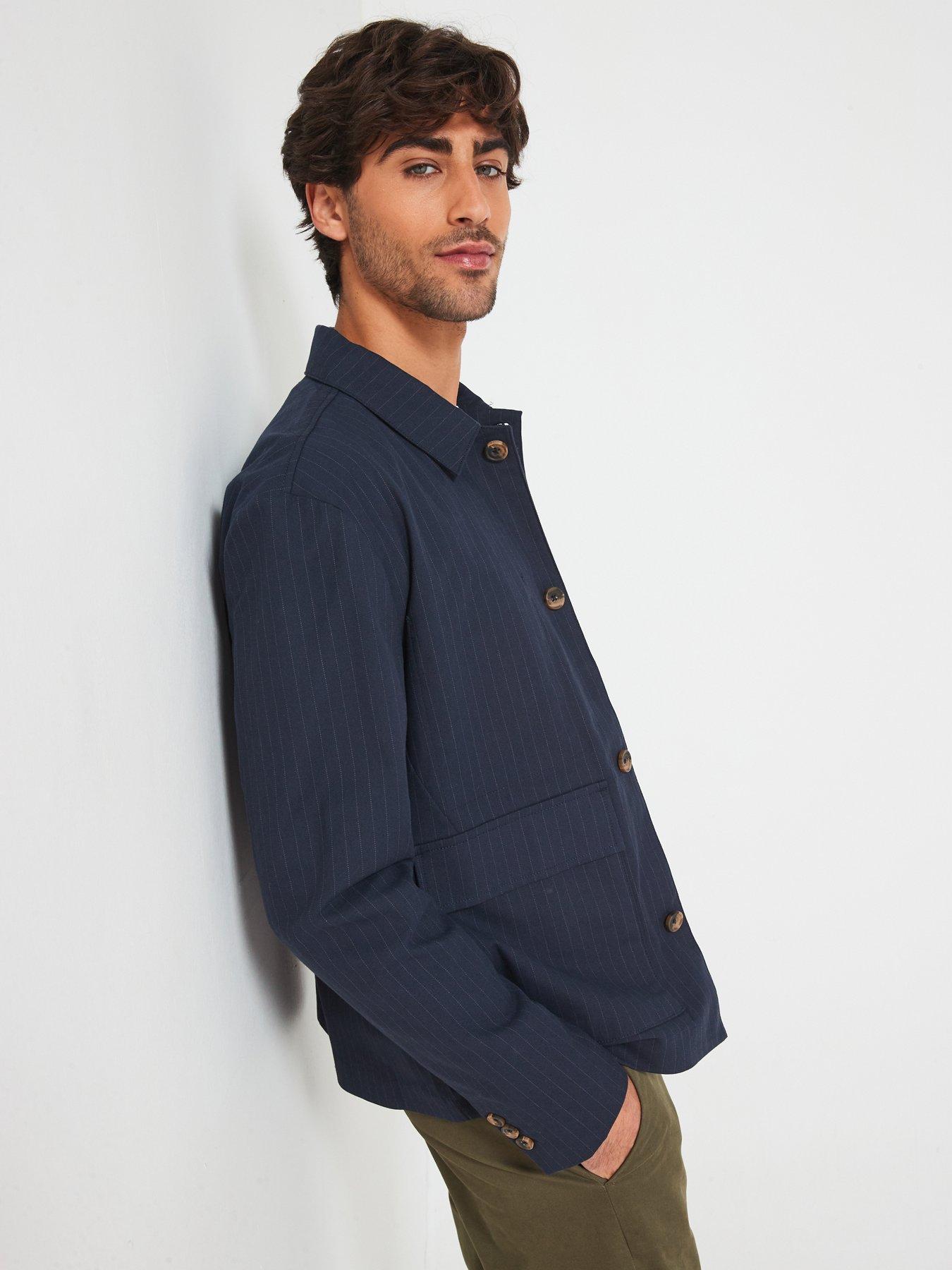  image of only-sons-only-amp-sons-pinstripe-chore-jacket-navy
