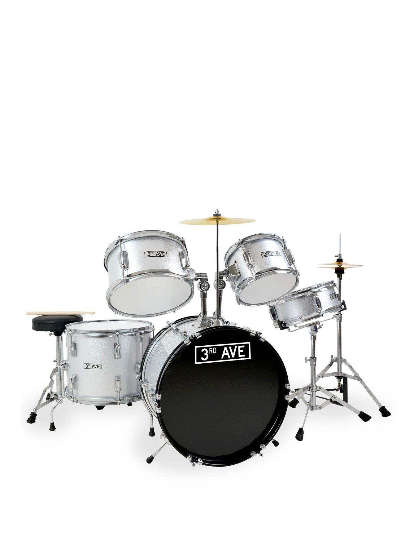 3rd-avenue-5-piece-kids-junior-drum-kit-silver
