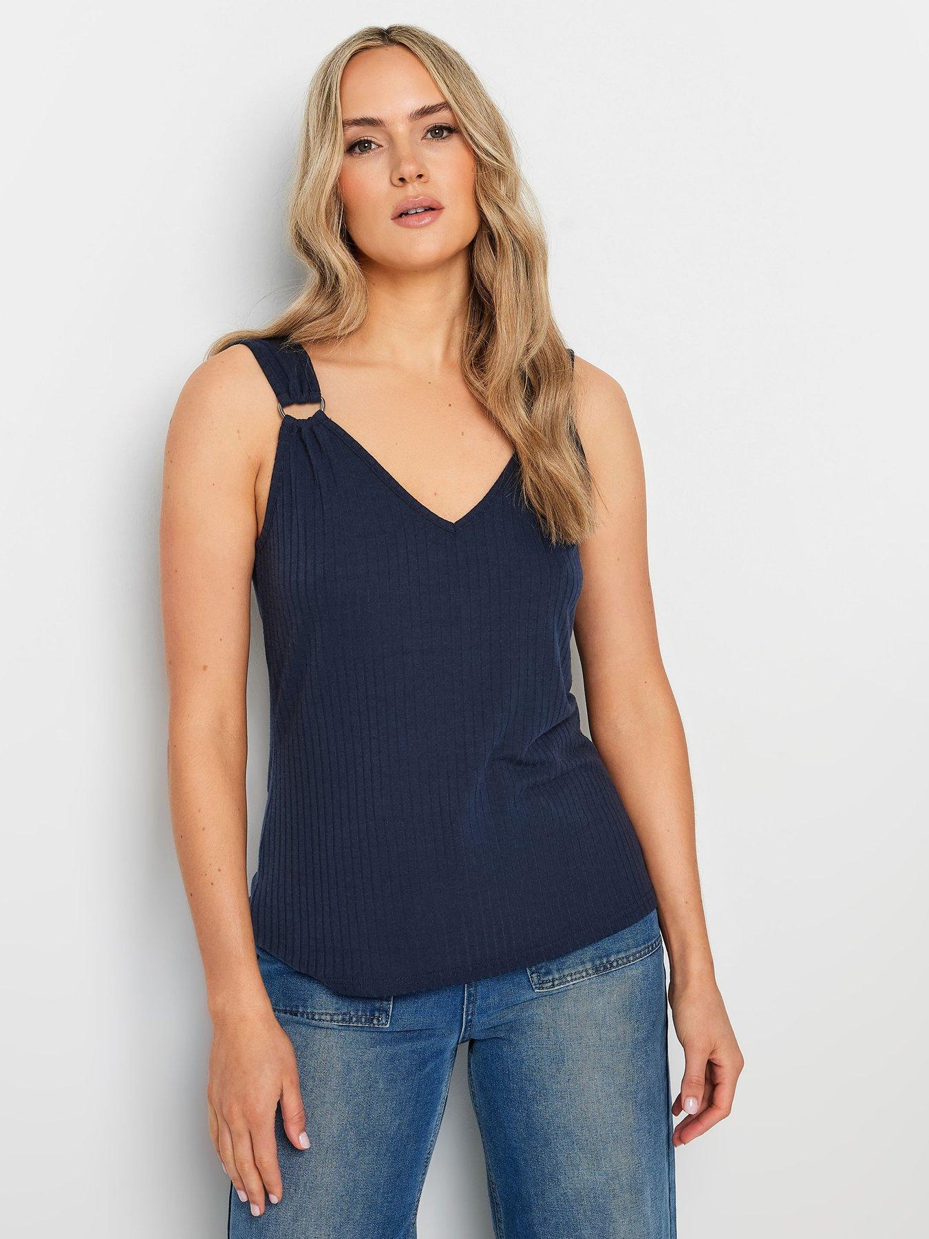  image of long-tall-sally-tall-v-neck-hardwear-rib-vest-blue