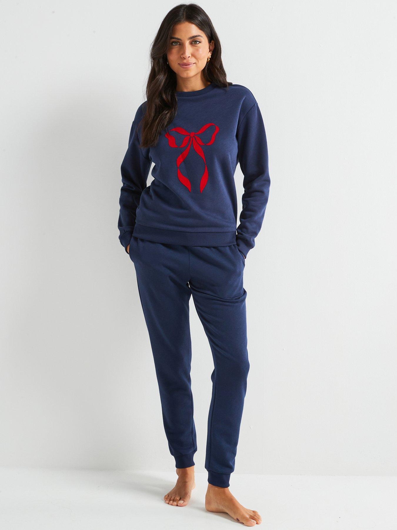 Printed Sweat And Jogger Loungewear Set Navy