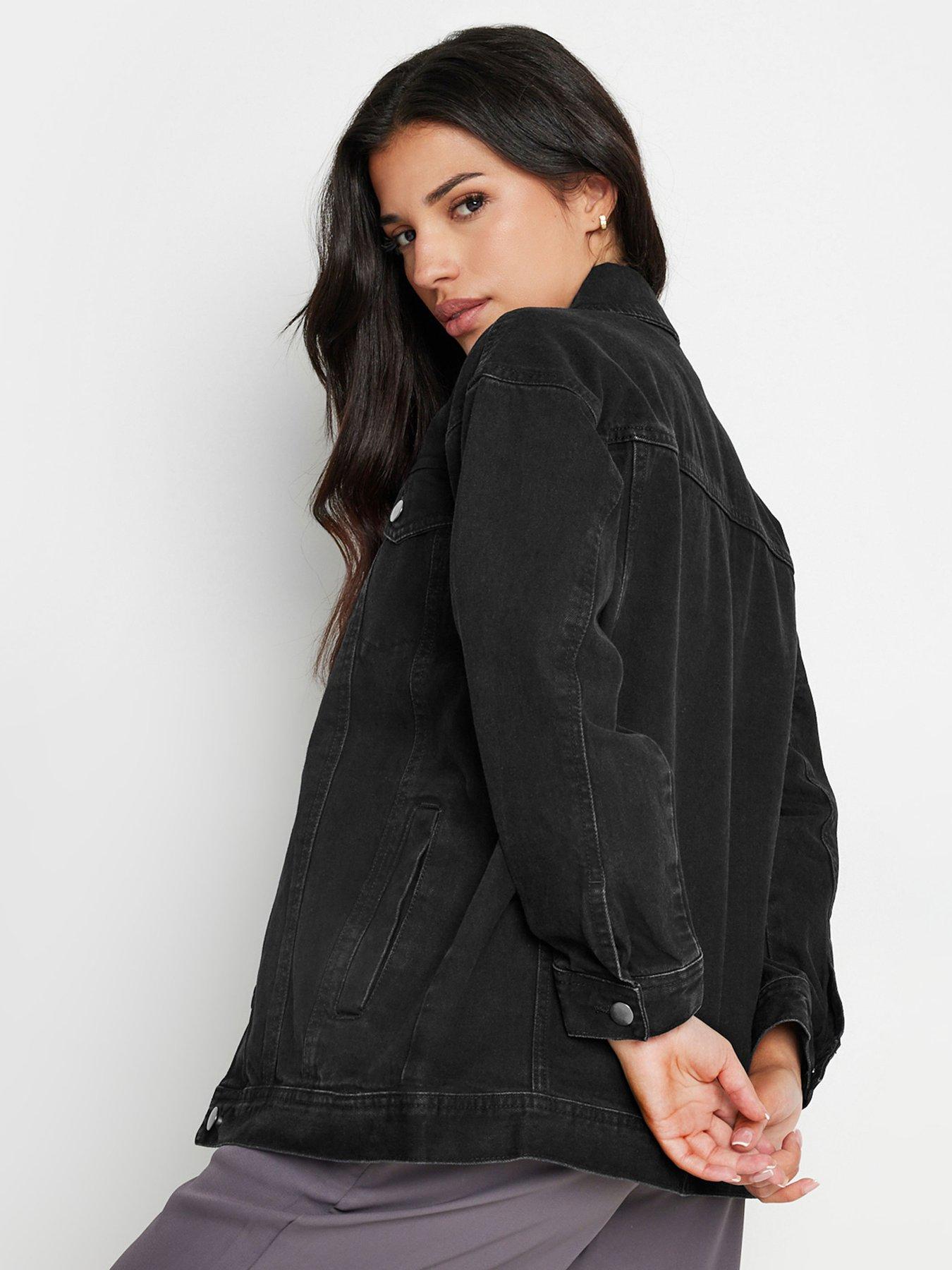 stillFront image of pixiegirl-petite-black-washed-oversize-denim-jacket