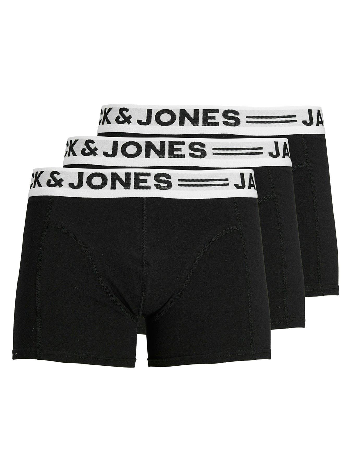 Image 1 of 3 of Jack & Jones Jack &amp; Jones 3-Pack Logo Waistband Trunks - Black