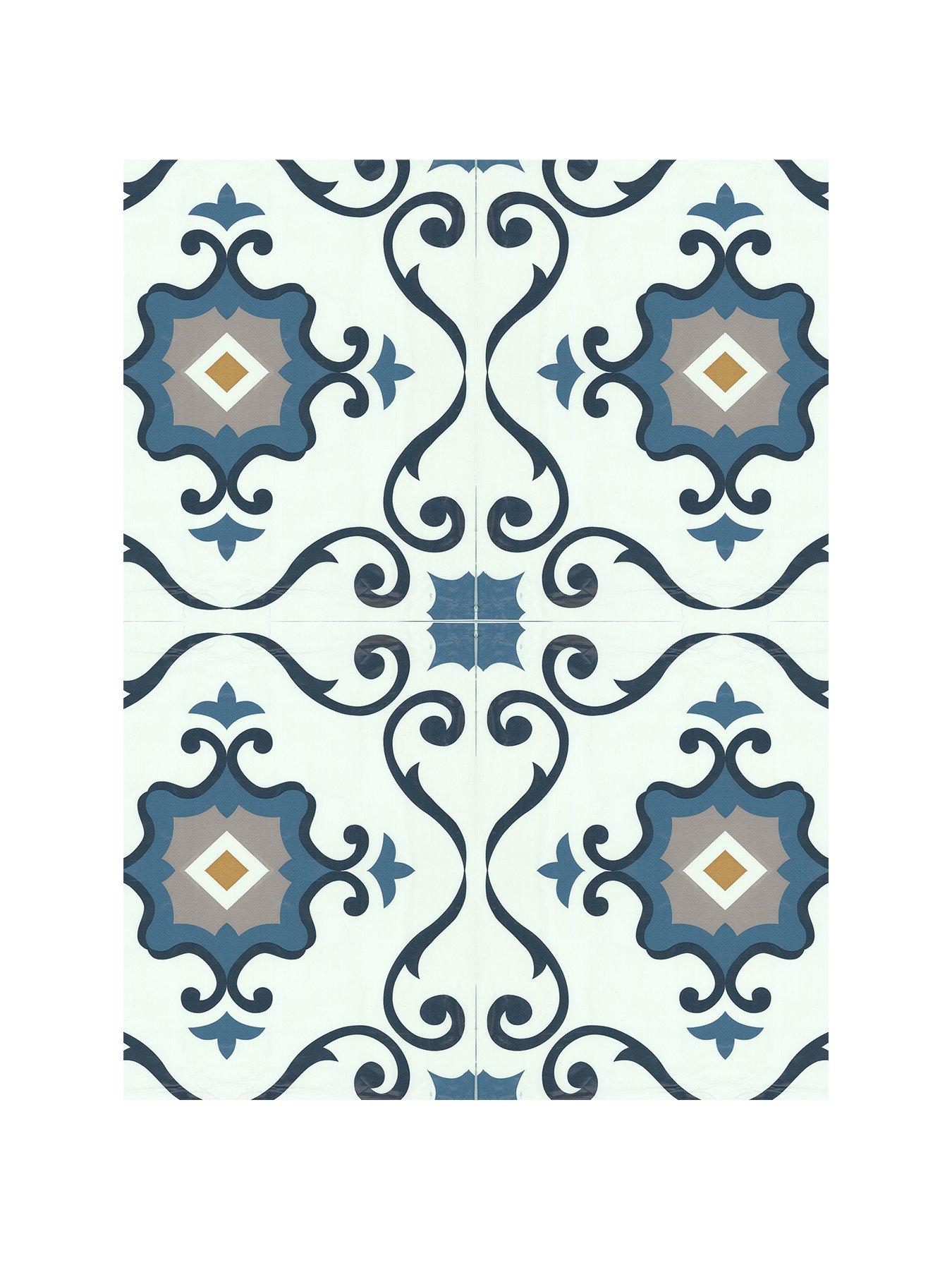  image of arthouse-pack-of-10-blue-motif-peel-amp-stick-floor-tiles-ndash-30-x-30-cm