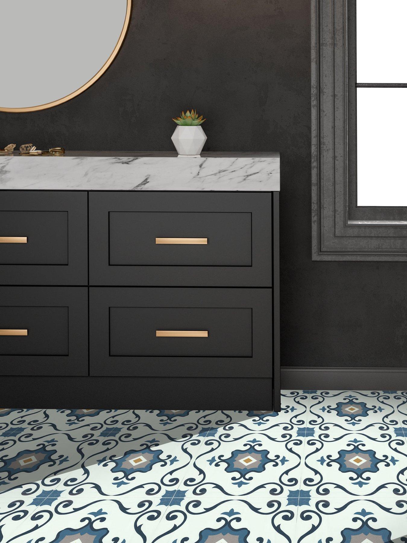  image of arthouse-pack-of-10-blue-motif-peel-amp-stick-floor-tiles-ndash-30-x-30-cm