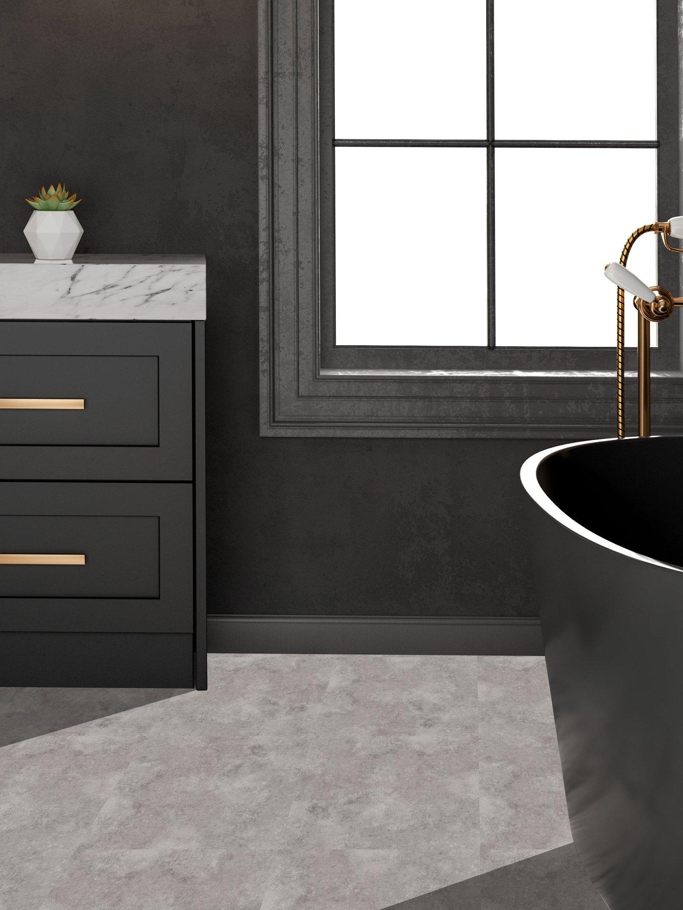 ARTHOUSE Pack of 10 Textured Plain Grey Peel  &  Stick Floor Tiles