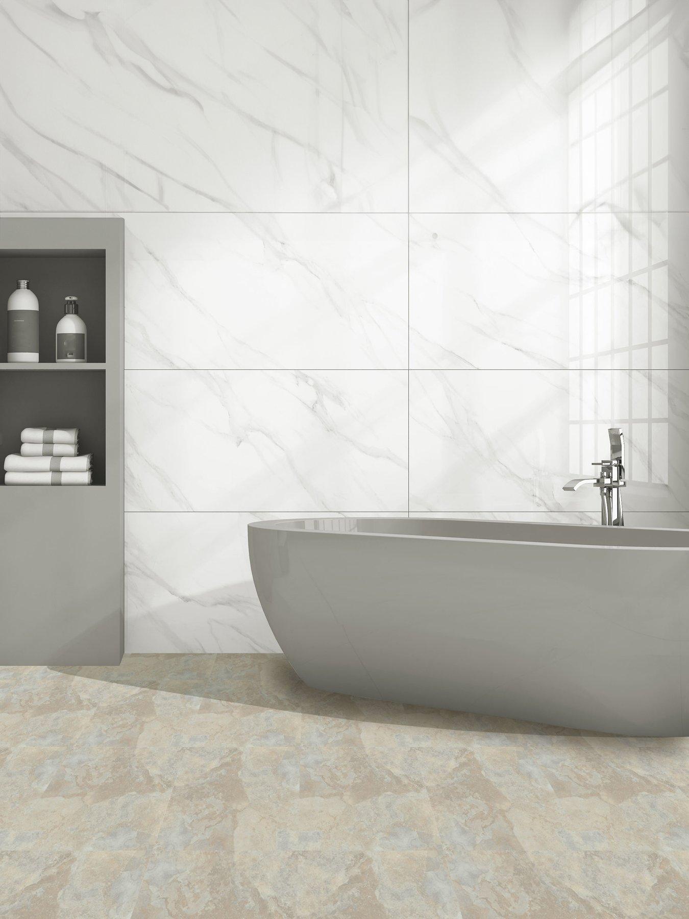 undefined Pack of 10 Natural Stone Peel  &  Stick Floor Tiles – 30 x 30 cm