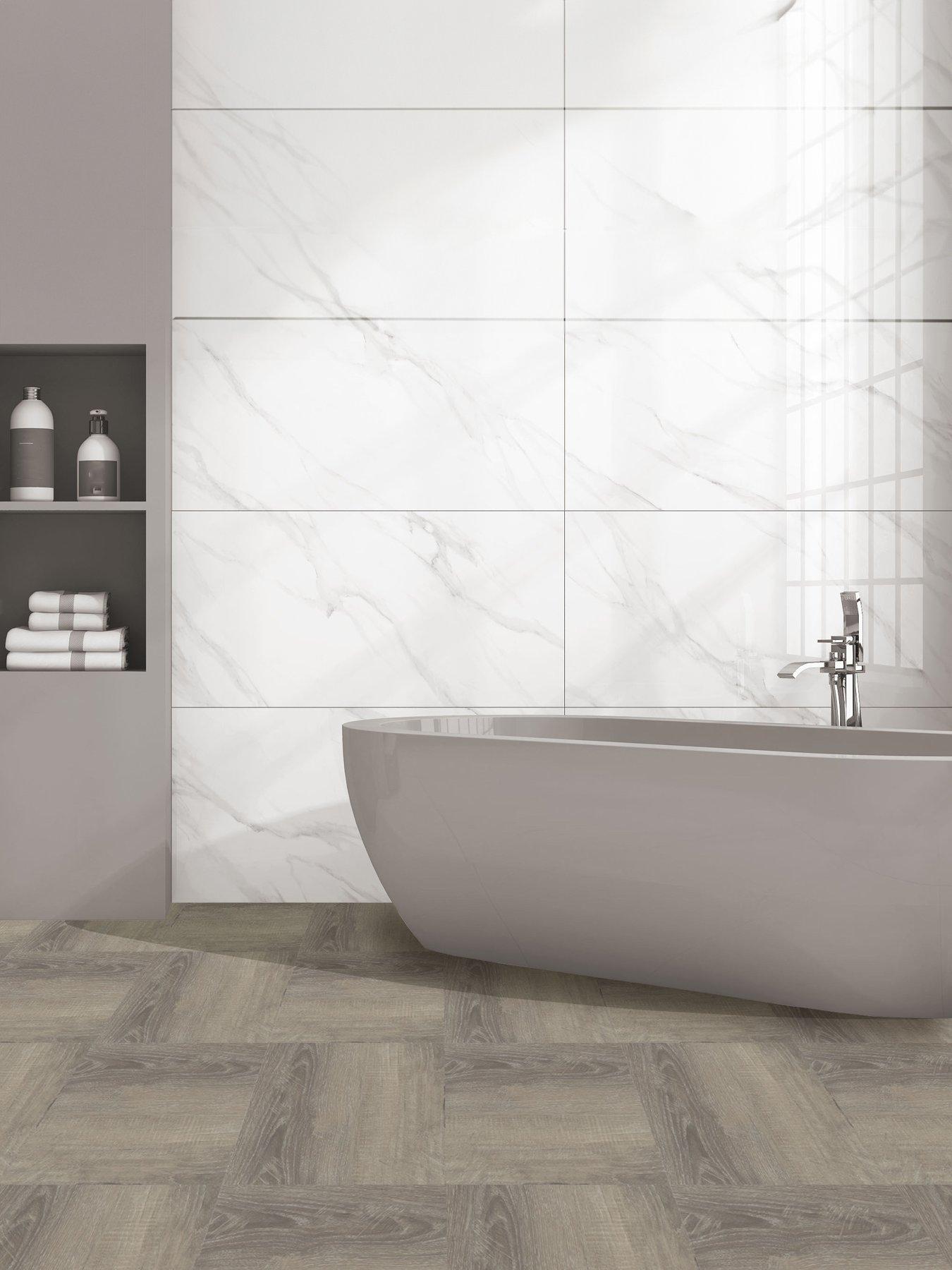 undefined Pack of 10 Wood Taupe Peel  &  Stick Floor Tiles
