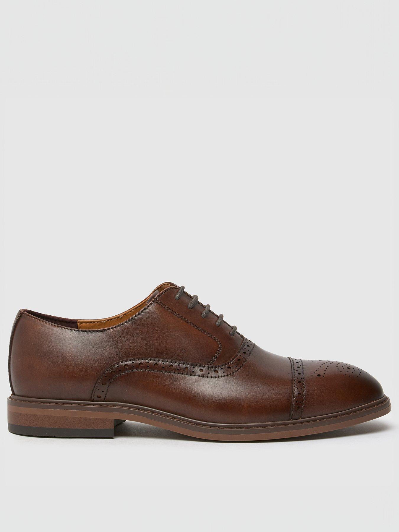  image of schuh-raven-leather-brogue-lace-up-shoe-brown