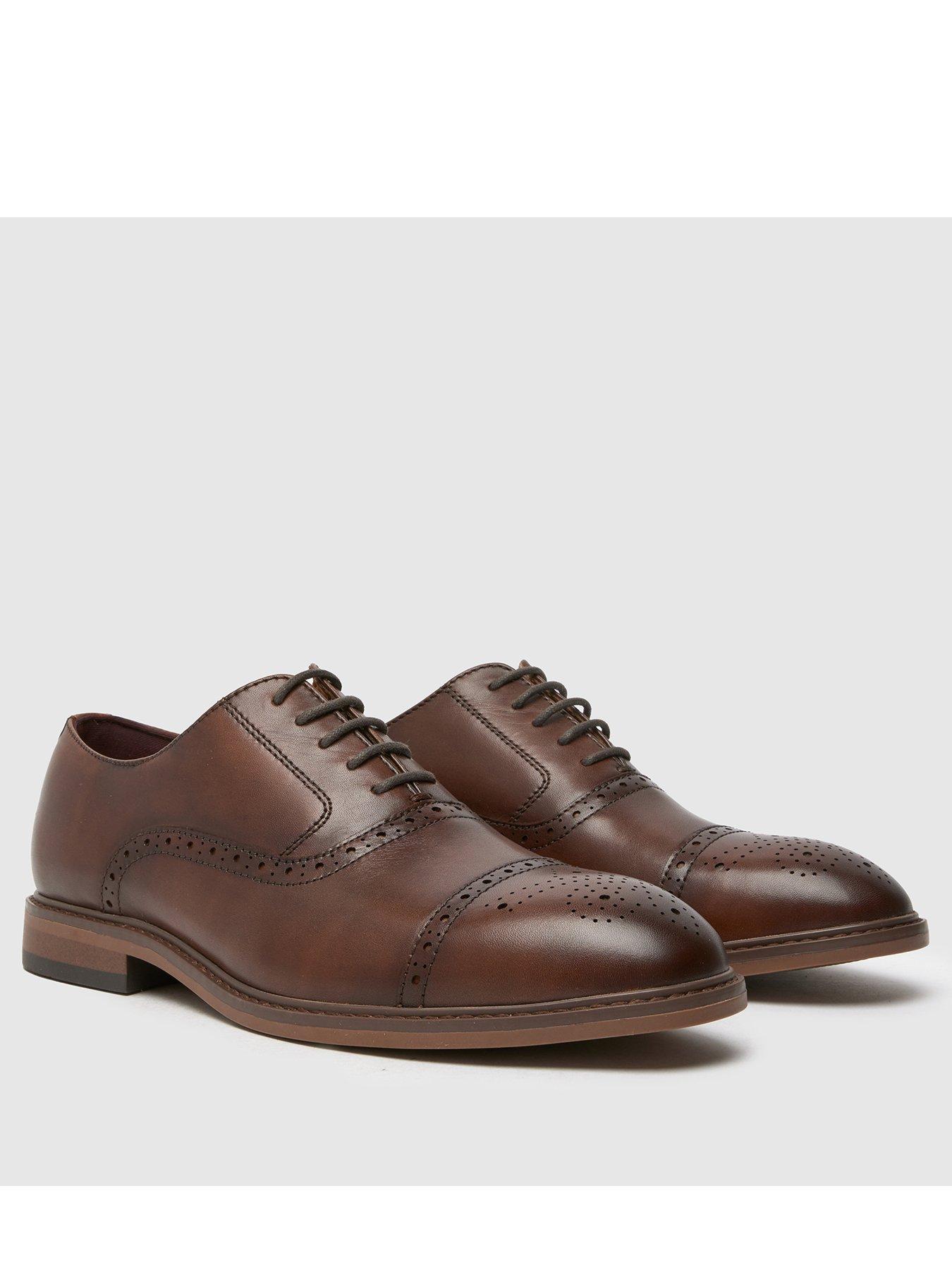  image of schuh-raven-leather-brogue-lace-up-shoe-brown
