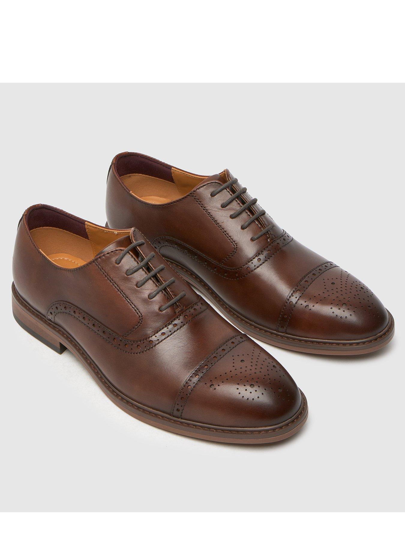  image of schuh-raven-leather-brogue-lace-up-shoe-brown