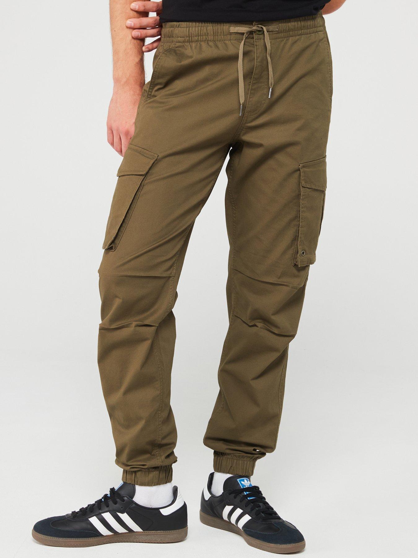 undefined Kane Relaxed Fit Cuffed Cargo Trousers - Olive Night