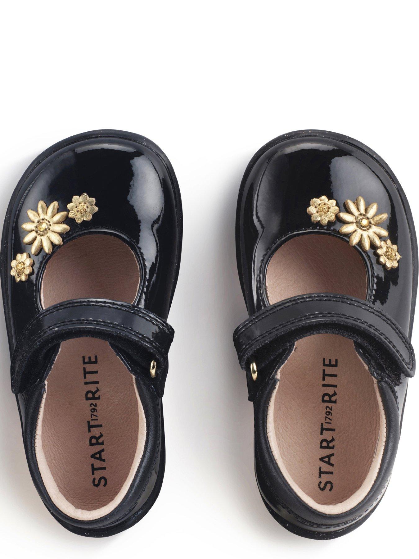  image of start-rite-fairy-tale-flower-patent-mary-jane-first-steps-shoe-black