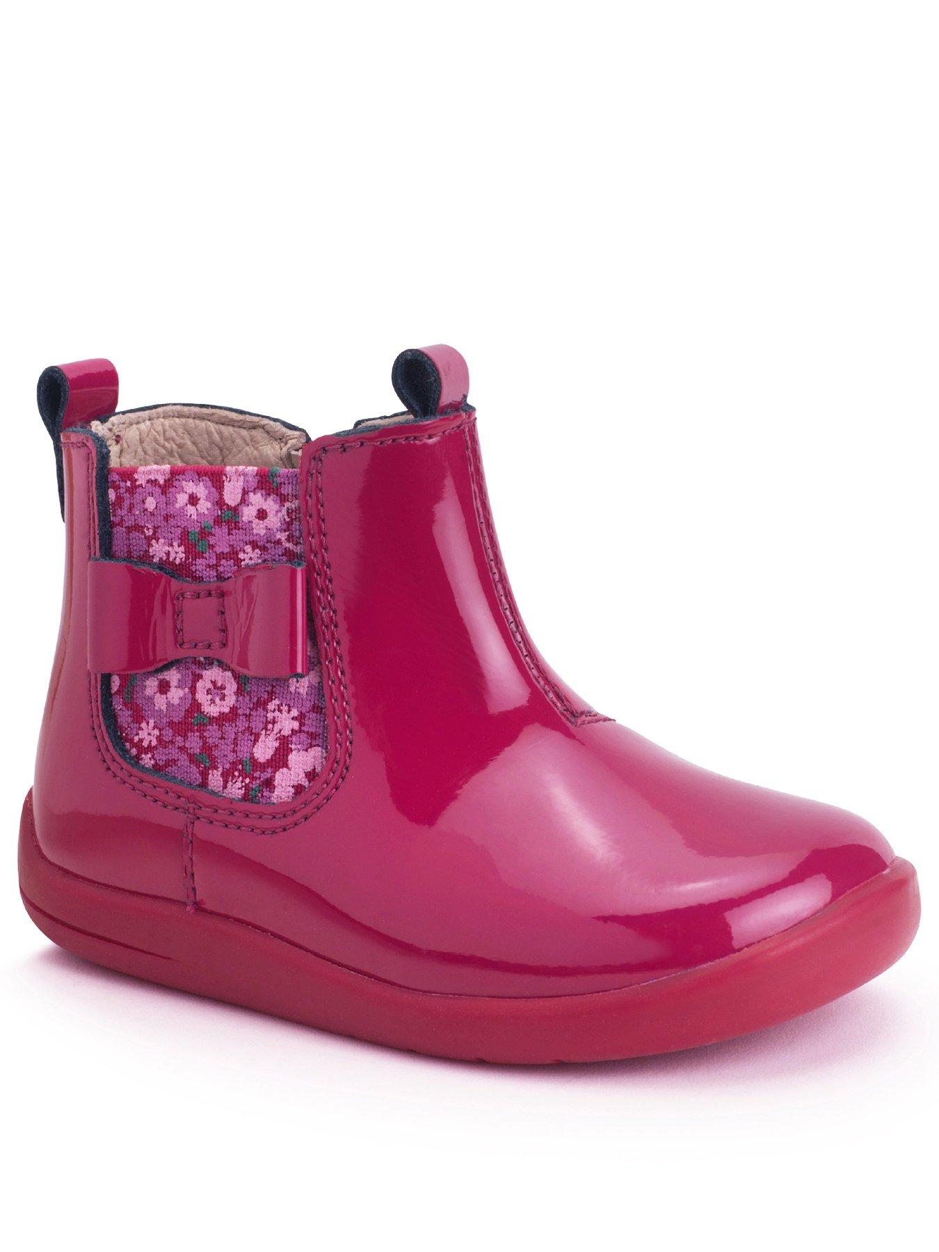 image of start-rite-wonderland-toddler-patent-floral-bow-chelsea-boot