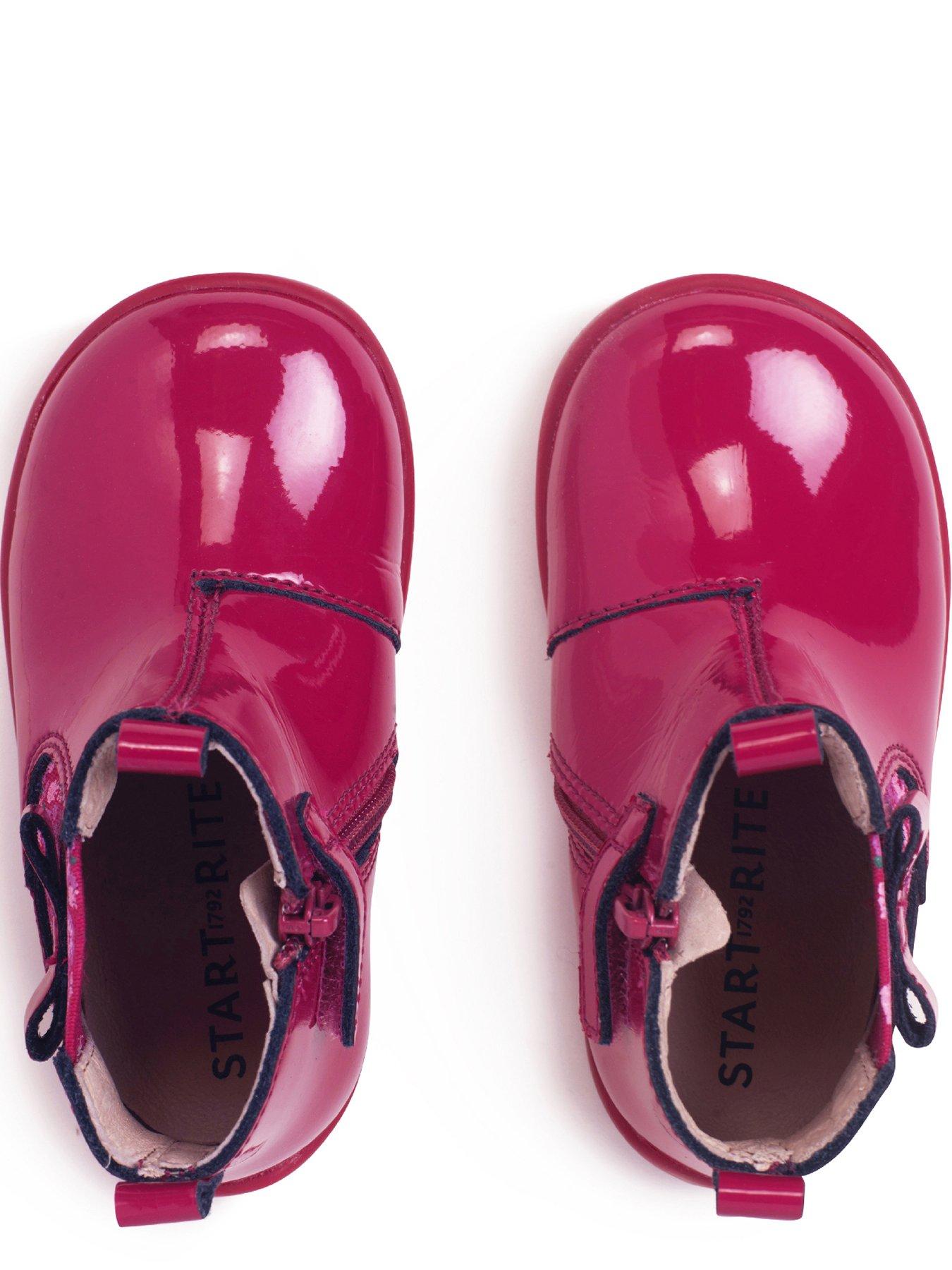 image of start-rite-wonderland-toddler-patent-floral-bow-chelsea-boot