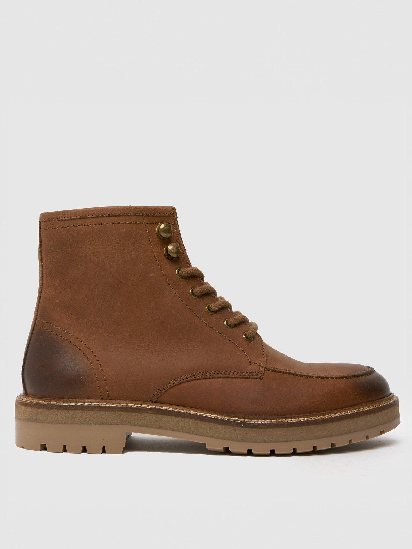  image of schuh-django-nubuck-apron-lace-up-boot-brown